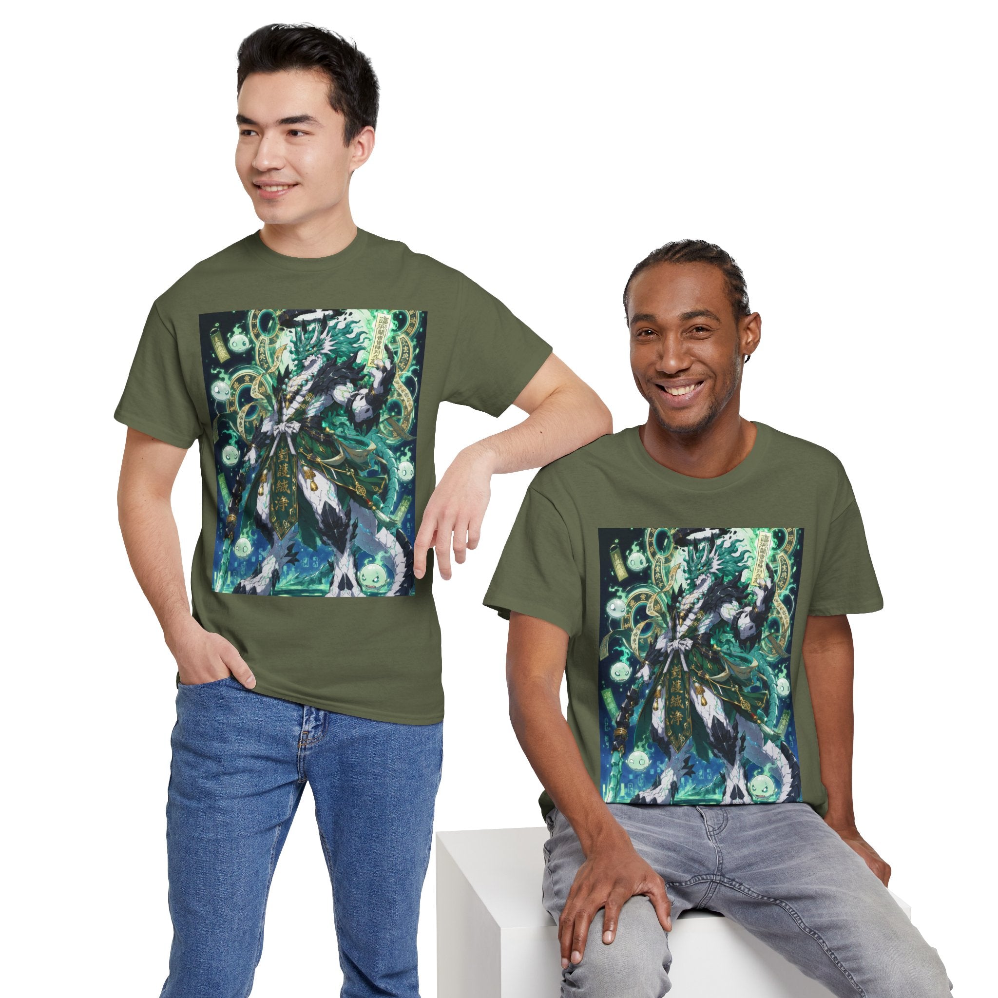 Mystic Forest Sorcerer T-Shirt | Fantasy Mage Illustration, Green Aura