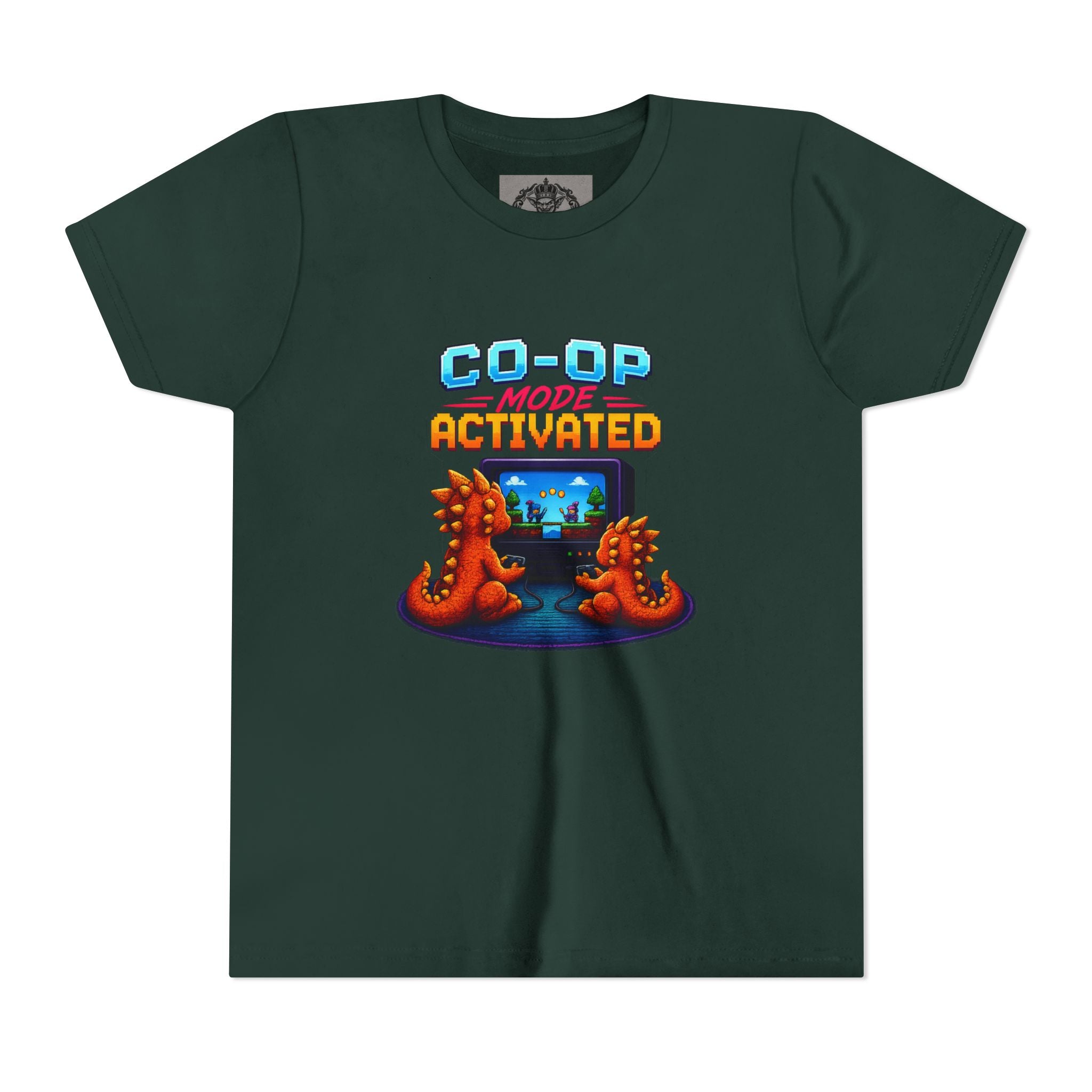 Co-Op Mode Activated Youth Tee | Gaming Dinosaur Kids Shirt | Retro Gamer Youth Shirt