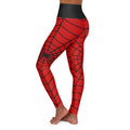 Red Spiderweb Leggings High Waisted Yoga Leggings | Spiderweb Pattern, All-Over Print