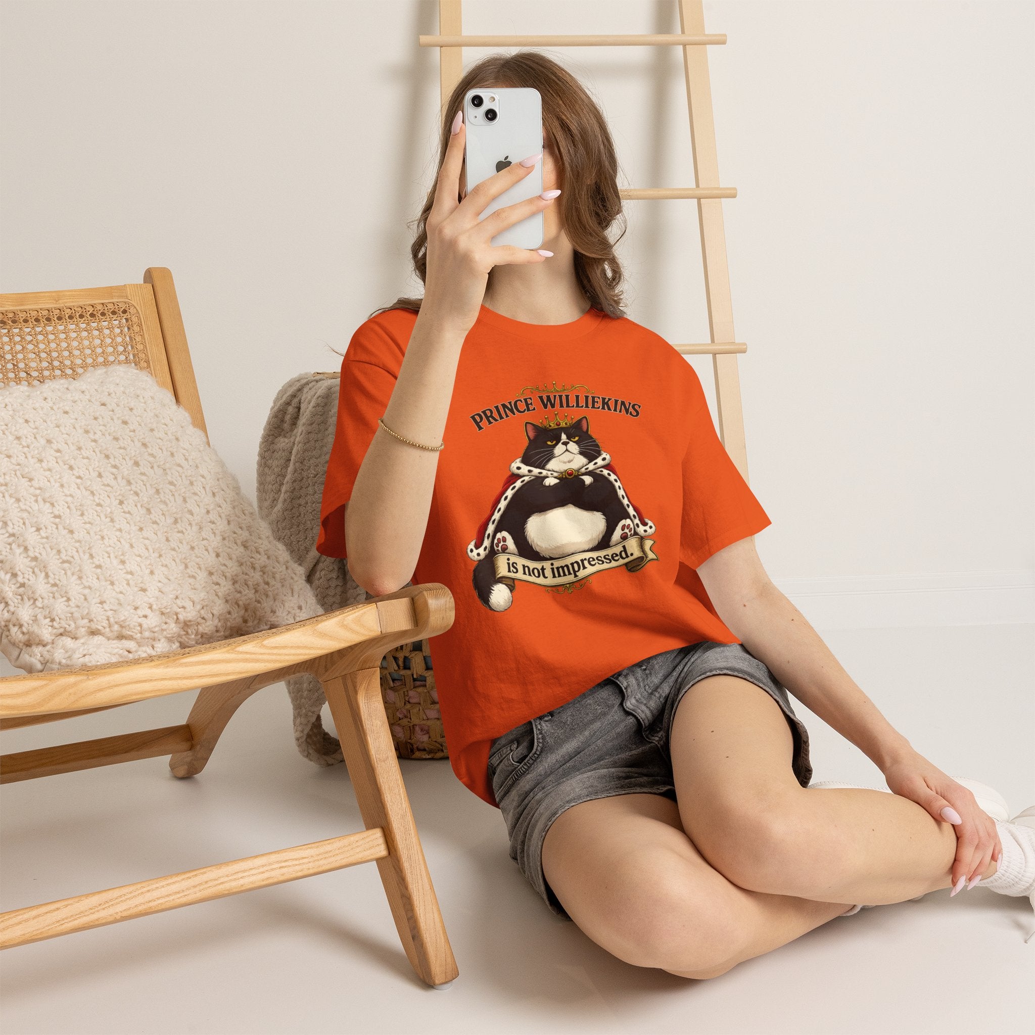 Cat T-Shirt — “Prince Williekins Is Not Impressed” Royal Cat Graphic Tee
