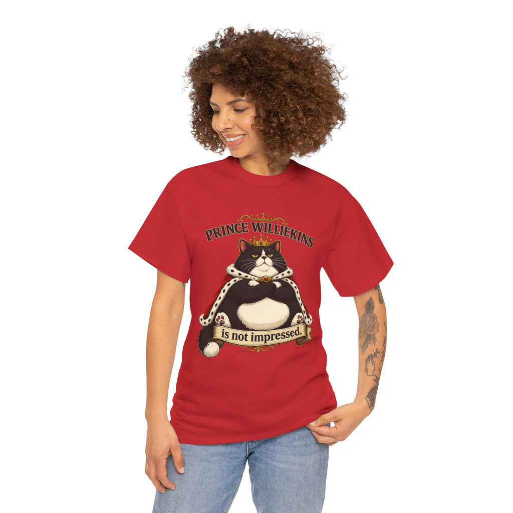 Cat T-Shirt — “Prince Williekins Is Not Impressed” Royal Cat Graphic Tee