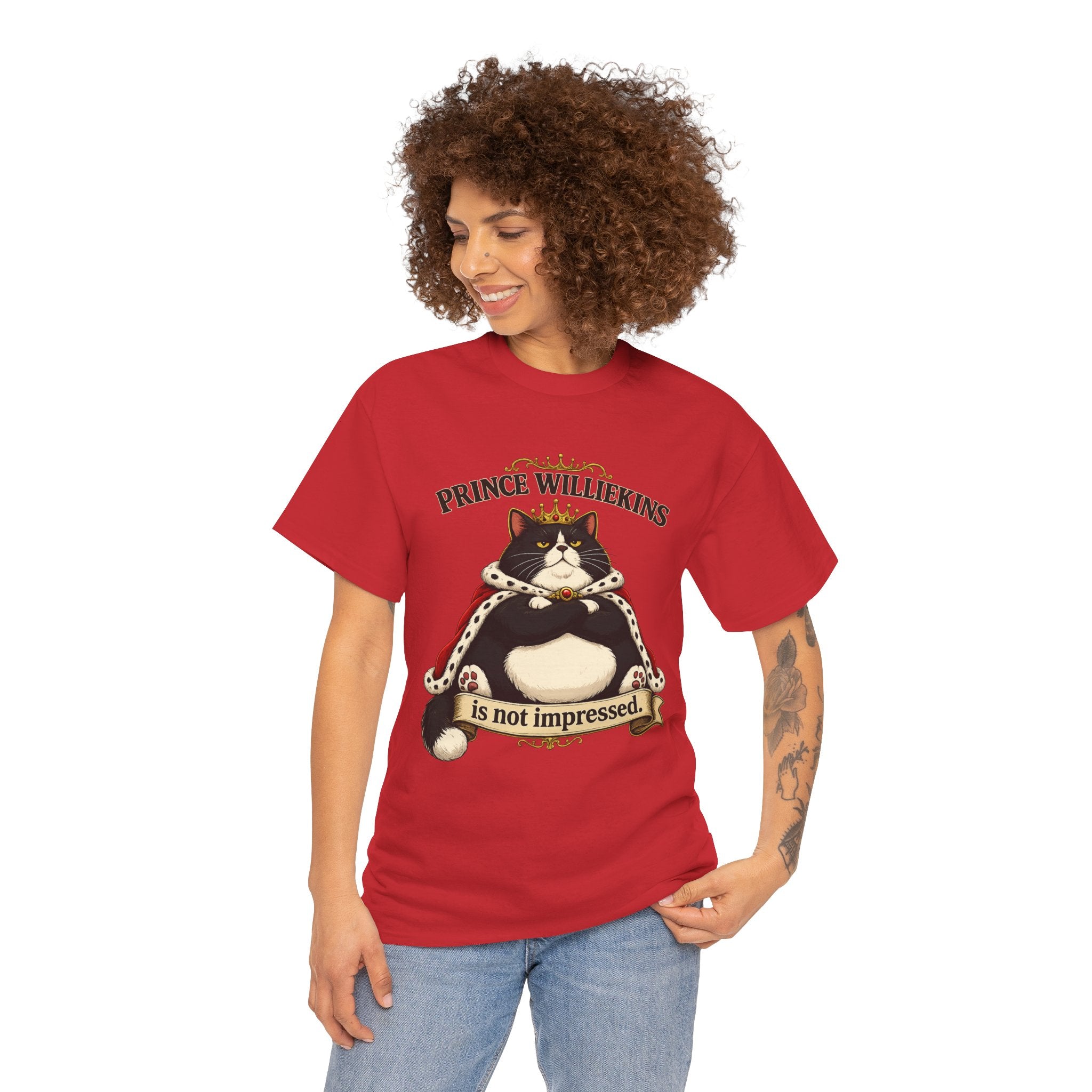 Cat T-Shirt — “Prince Williekins Is Not Impressed” Royal Cat Graphic Tee