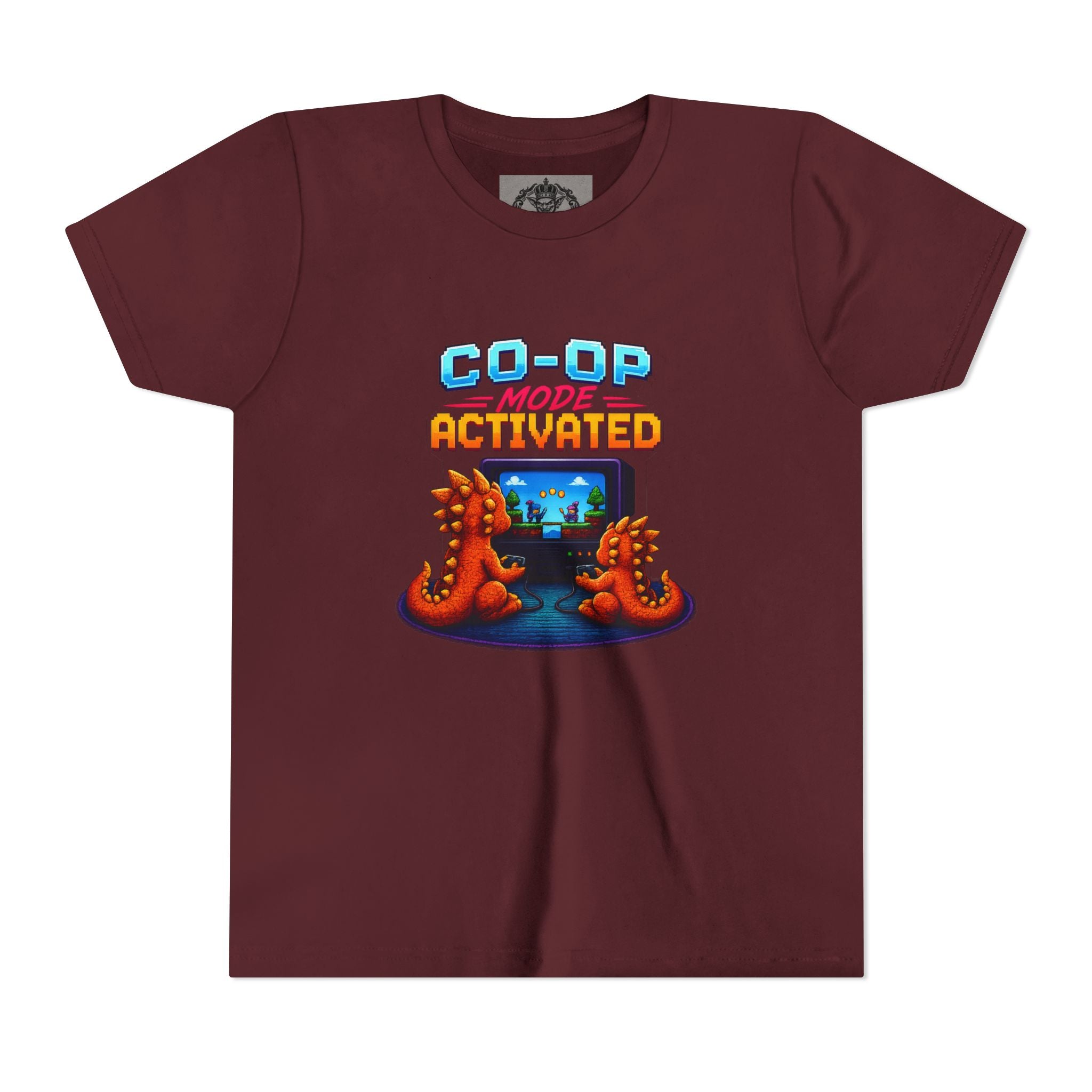 Co-Op Mode Activated Youth Tee | Gaming Dinosaur Kids Shirt | Retro Gamer Youth Shirt