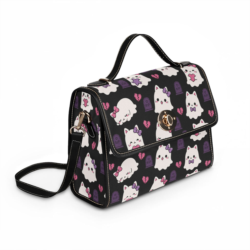 Kawaii Ghost Cats Waterproof Canvas Bag | Halloween Cat Pattern Tote
