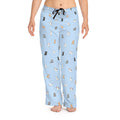 Cat Print Women's Pajama Pants – Light Blue All-Over Cute Kitten Lounge Pants