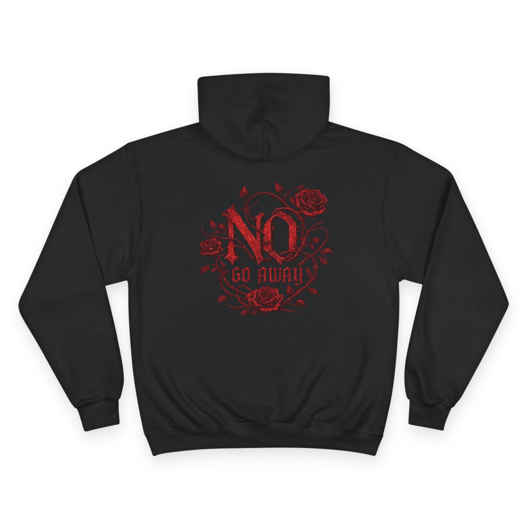 Gothic Go Away Champion Hoodie | Dark Floral Hoodie | Alternative Streetwear | Emo Goth Hoodie