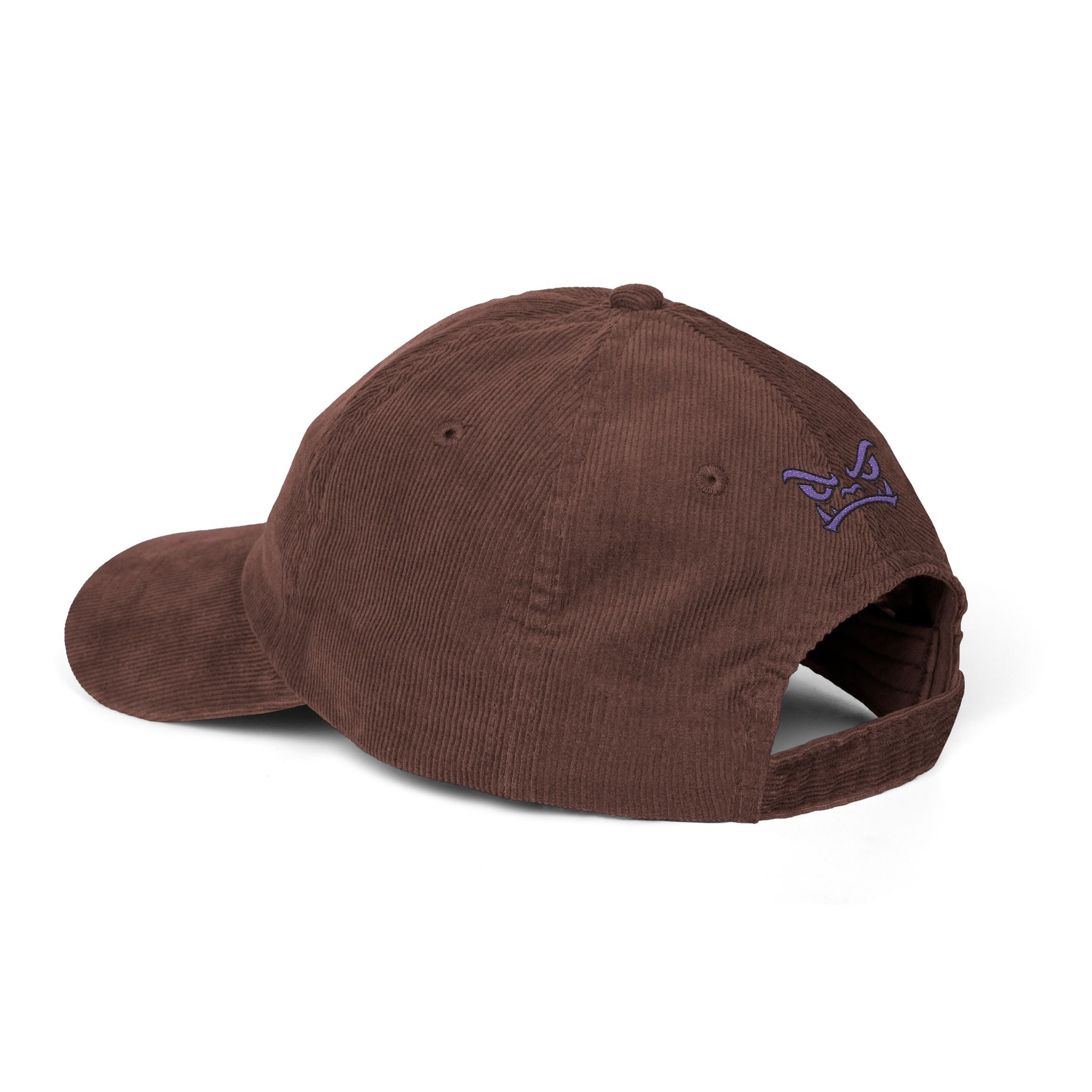Vintage Corduroy Baseball Cap — Embroidered Purple Dino Skull