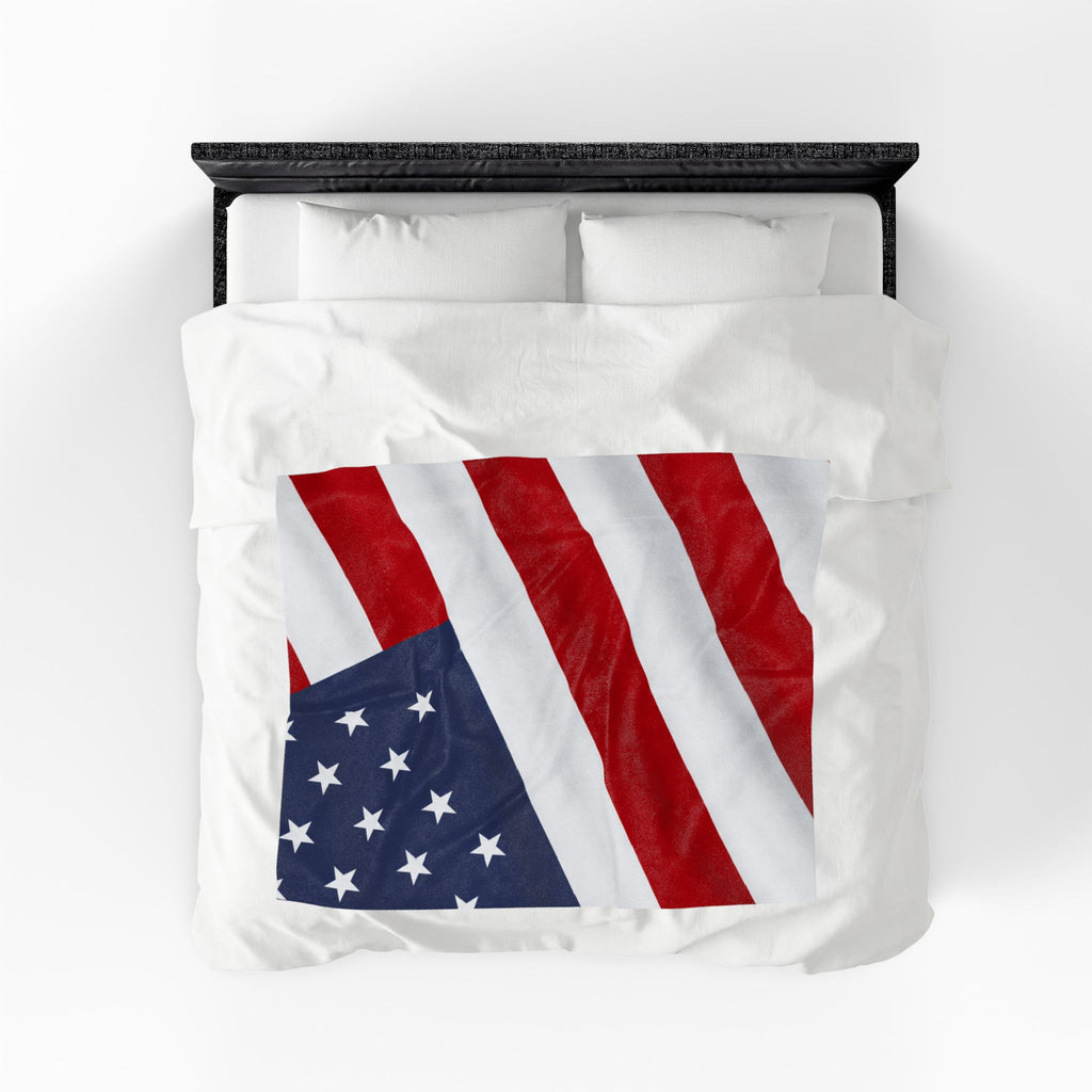 American Flag Velveteen Plush Blanket | USA Stars Stripes Throw