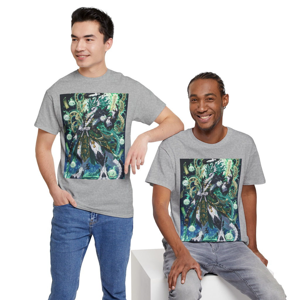 Mystic Forest Sorcerer T-Shirt | Fantasy Mage Illustration, Green Aura