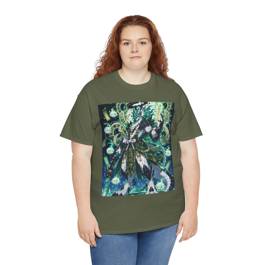 Mystic Forest Sorcerer T-Shirt | Fantasy Mage Illustration, Green Aura