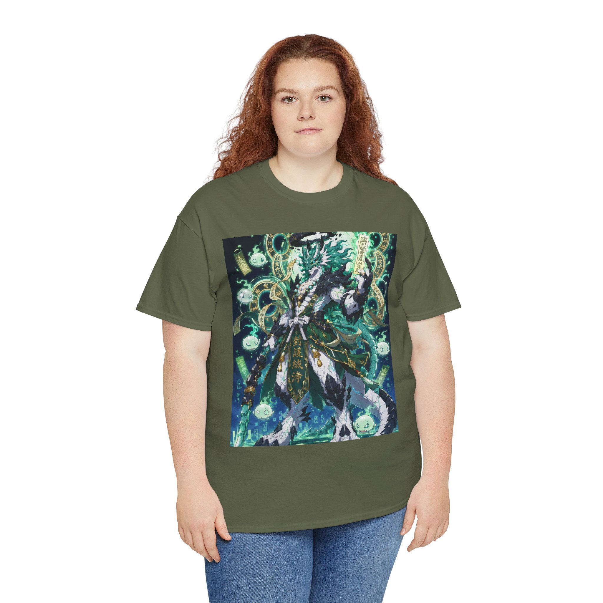 Mystic Forest Sorcerer T-Shirt | Fantasy Mage Illustration, Green Aura