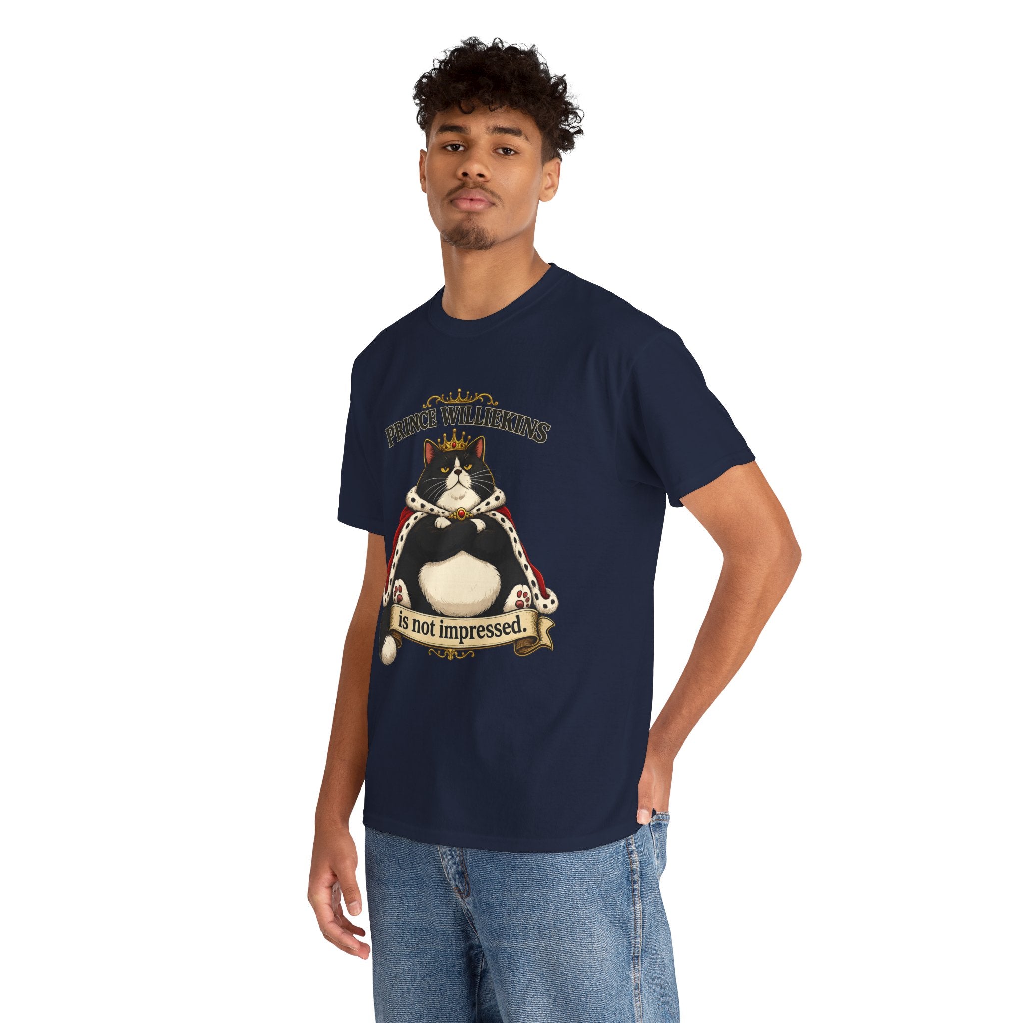 Cat T-Shirt — “Prince Williekins Is Not Impressed” Royal Cat Graphic Tee