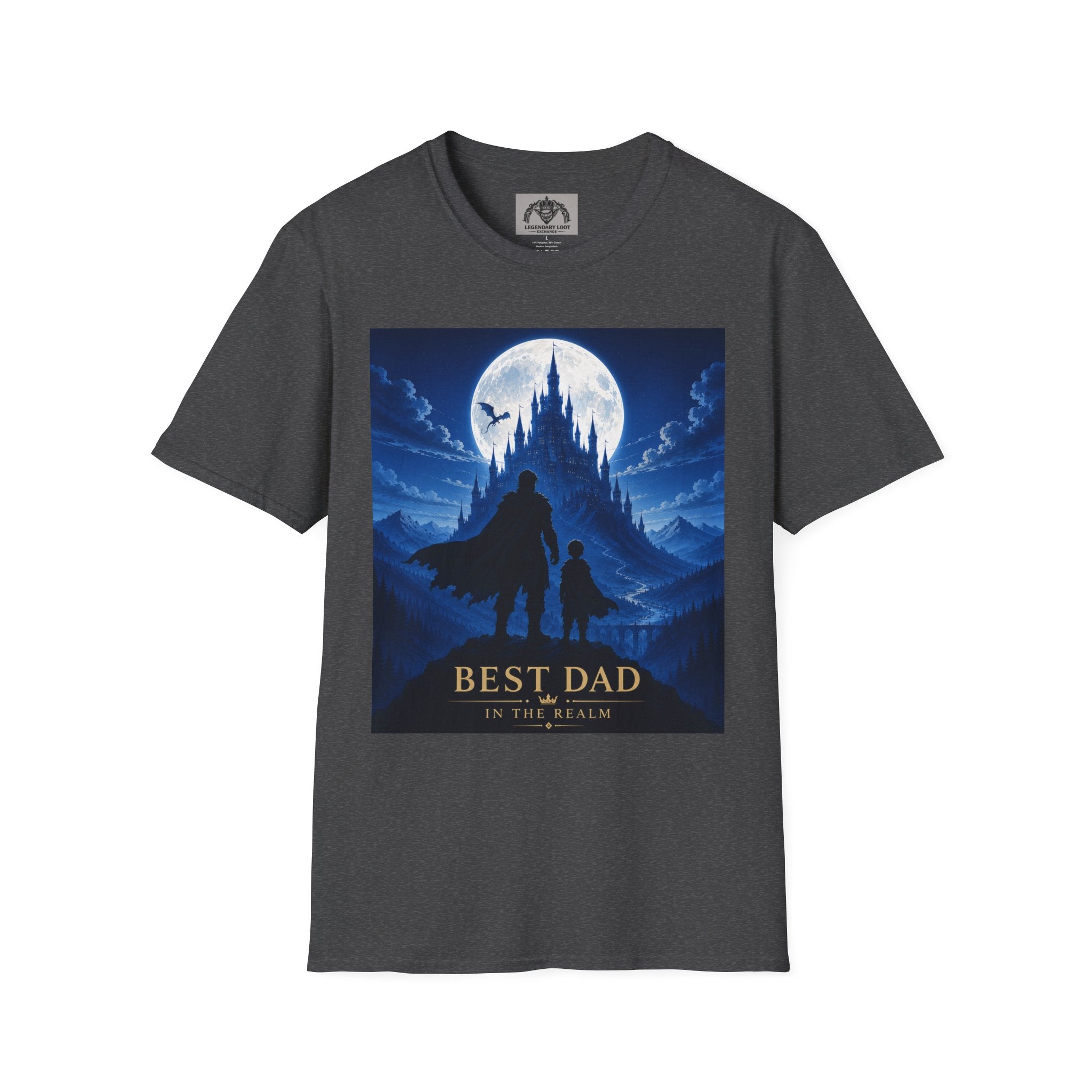 Best Dad Fantasy Castle T-Shirt | Father and Child Silhouette, Moonlit Adventure