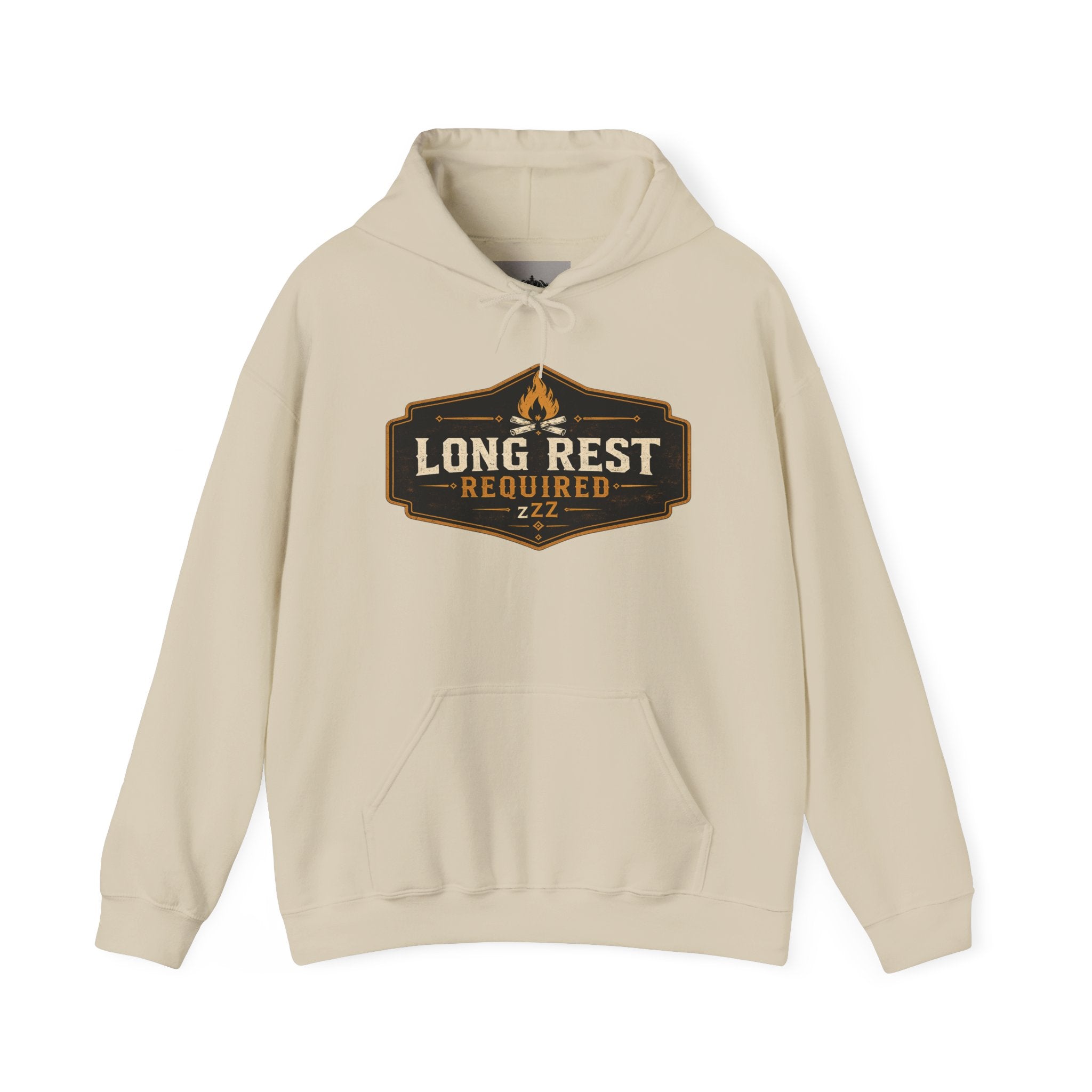Long Rest Required Hoodie — Camping Campfire Graphic Pullover