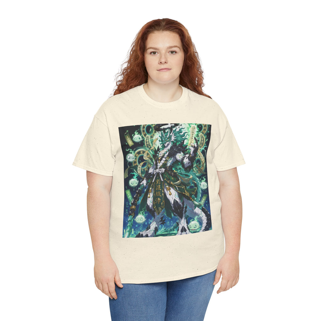 Mystic Forest Sorcerer T-Shirt | Fantasy Mage Illustration, Green Aura