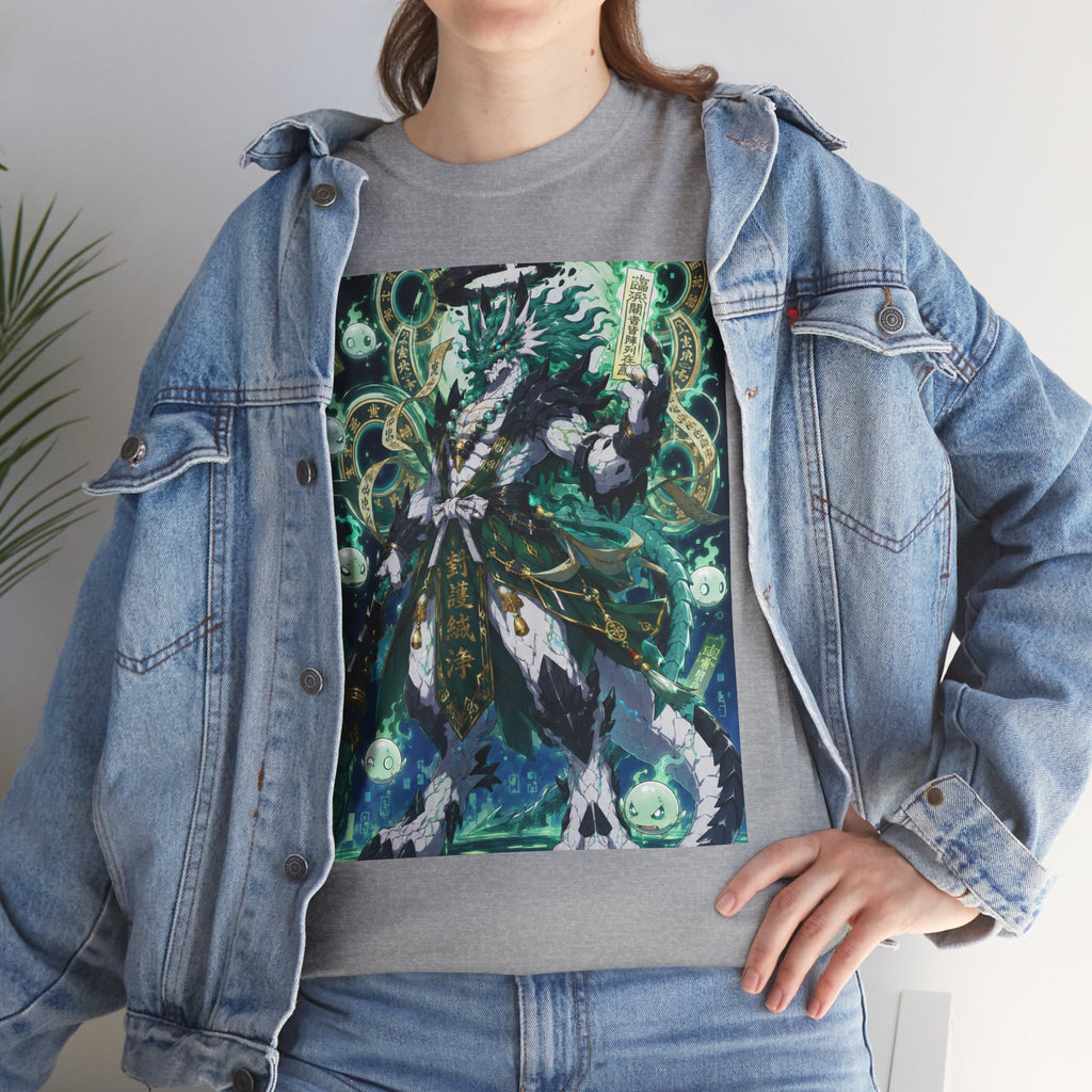 Mystic Forest Sorcerer T-Shirt | Fantasy Mage Illustration, Green Aura