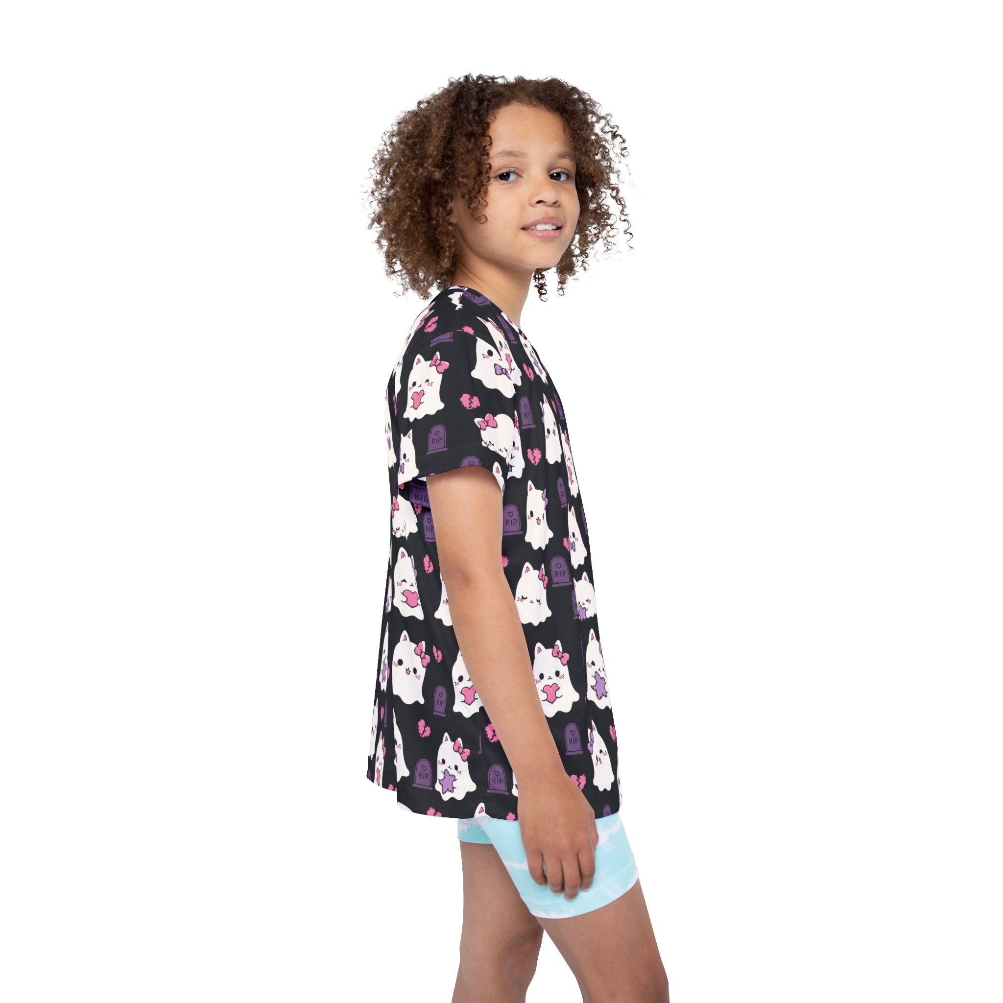 Kids Jersey — Cute Ghost Cat All-Over Print (Halloween)