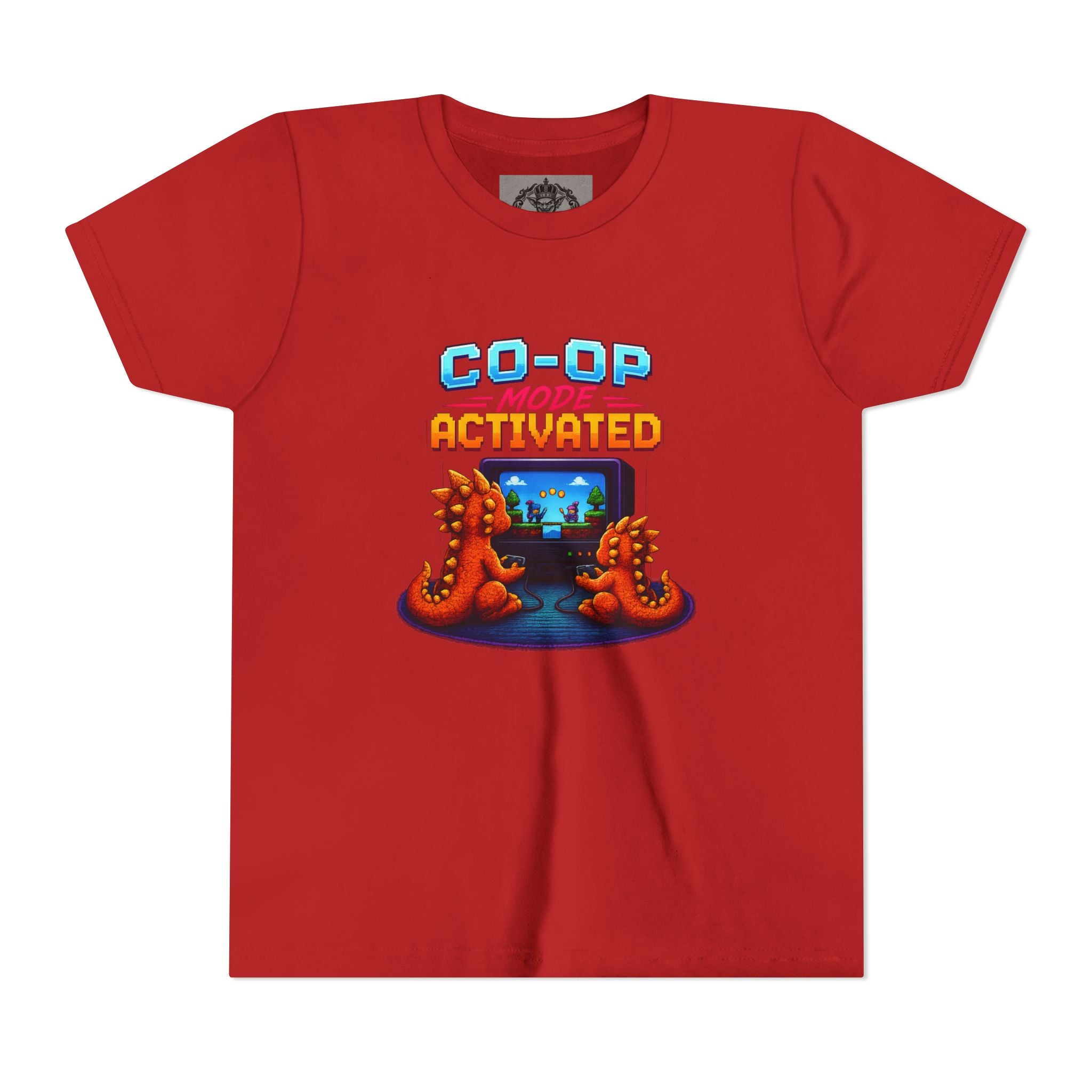 Co-Op Mode Activated Youth Tee | Gaming Dinosaur Kids Shirt | Retro Gamer Youth Shirt