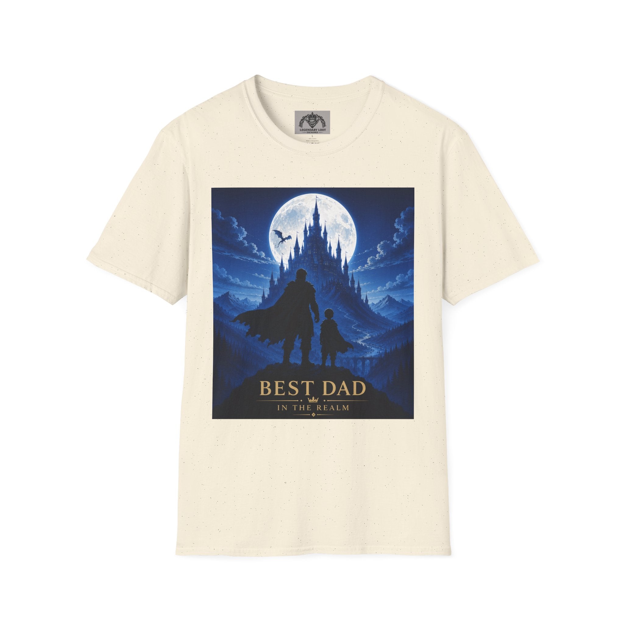 Best Dad Fantasy Castle T-Shirt | Father and Child Silhouette, Moonlit Adventure