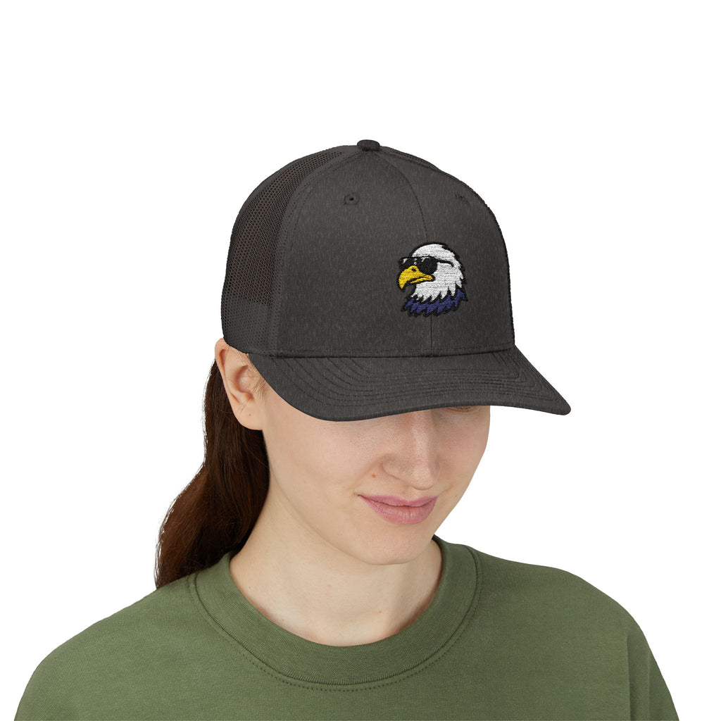 Eagle Head Embroidered Snapback Trucker Cap — Patriotic Mesh Baseball Hat