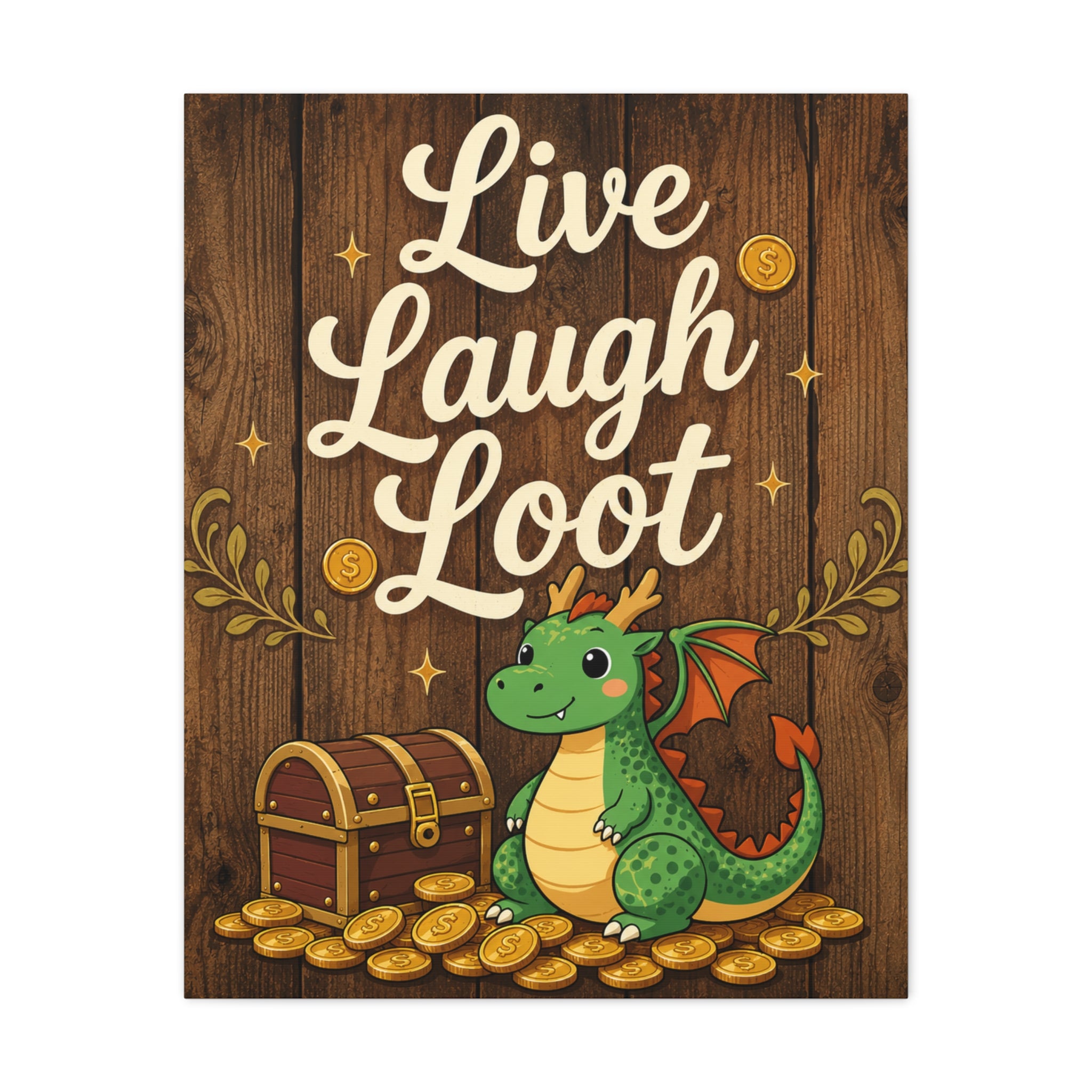 Live Laugh Loot Dragon Canvas