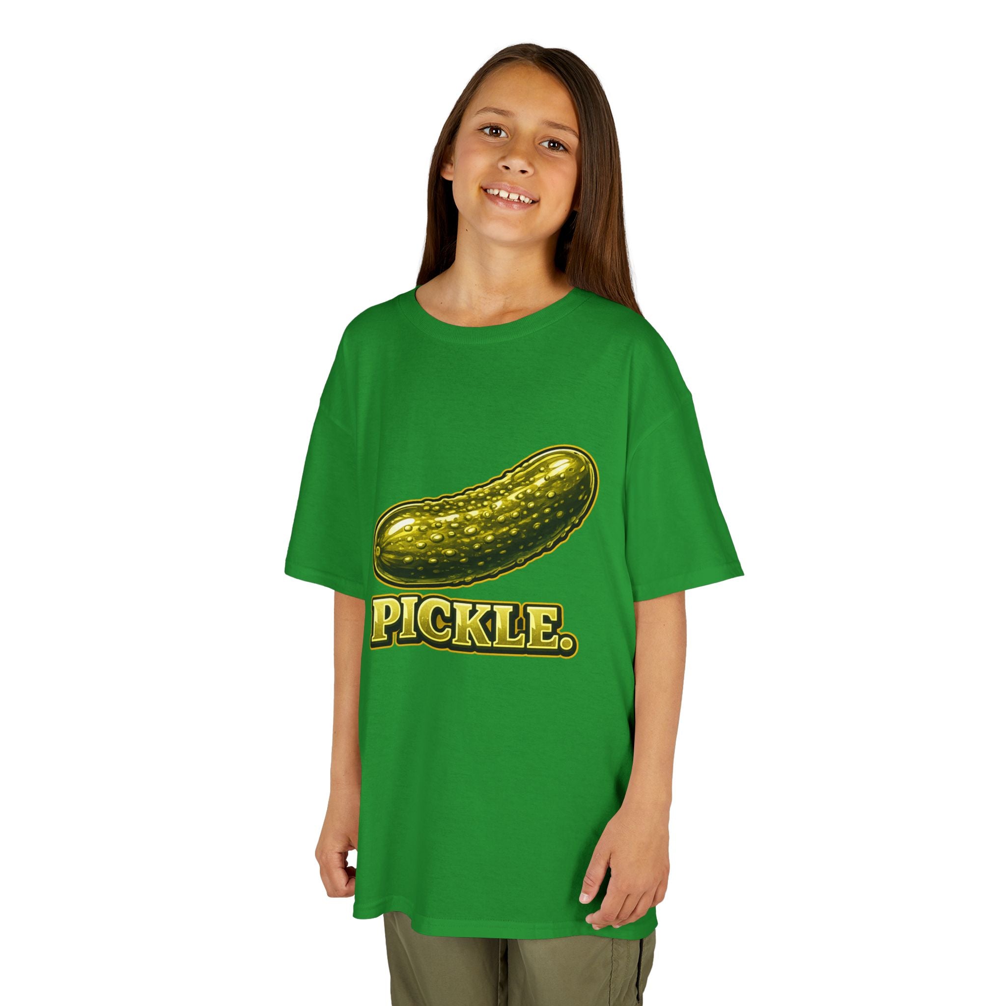 Kids' Pickle Graphic Tee – 'PICKLE.' Vintage Cartoon Pickle Shirt for Children