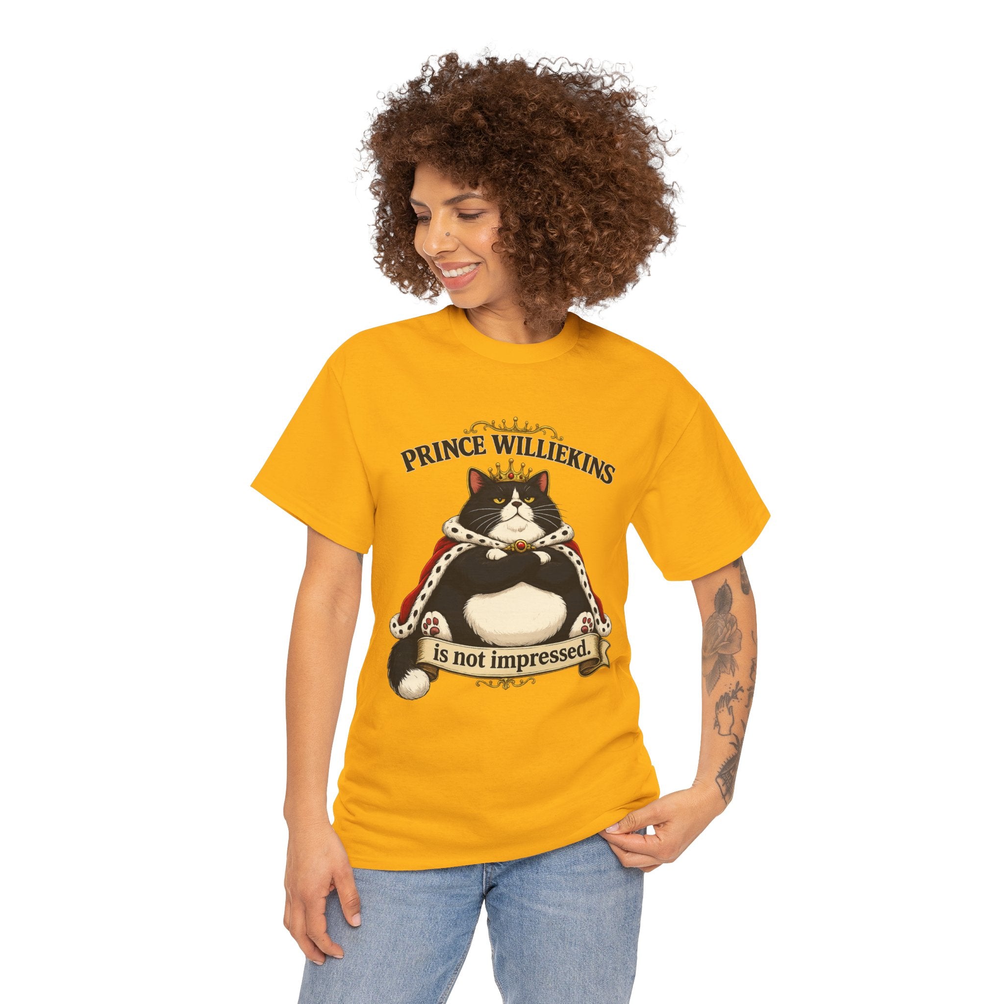 Cat T-Shirt — “Prince Williekins Is Not Impressed” Royal Cat Graphic Tee