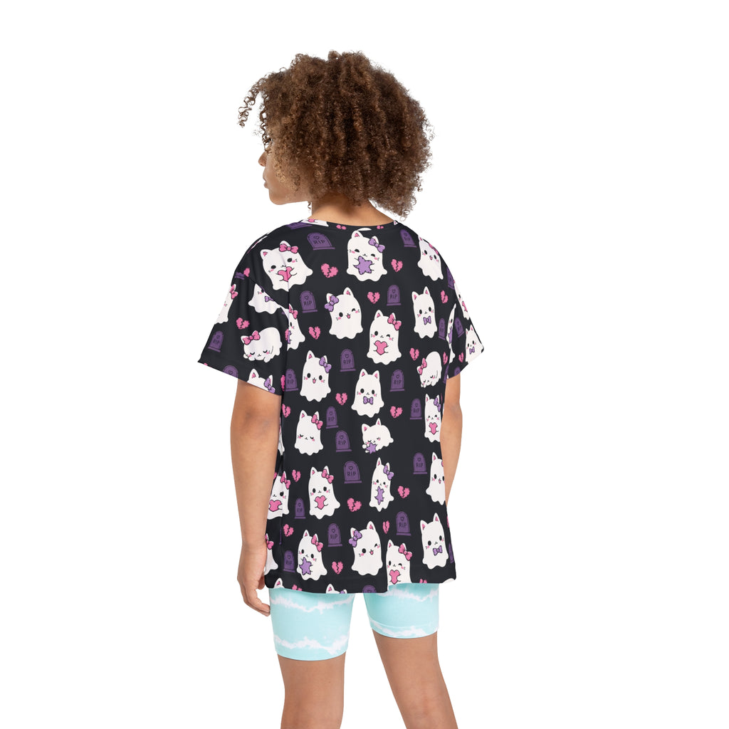 Kids Jersey — Cute Ghost Cat All-Over Print (Halloween)