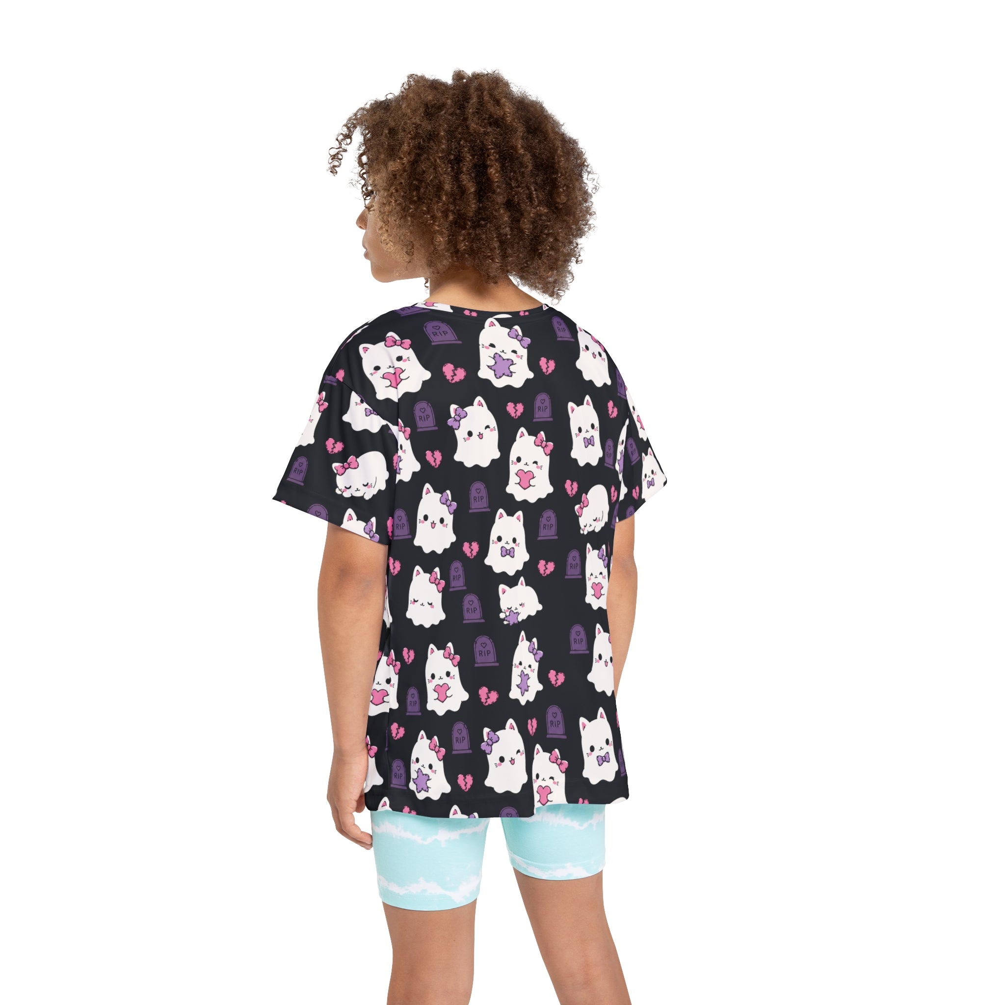 Kids Jersey — Cute Ghost Cat All-Over Print (Halloween)