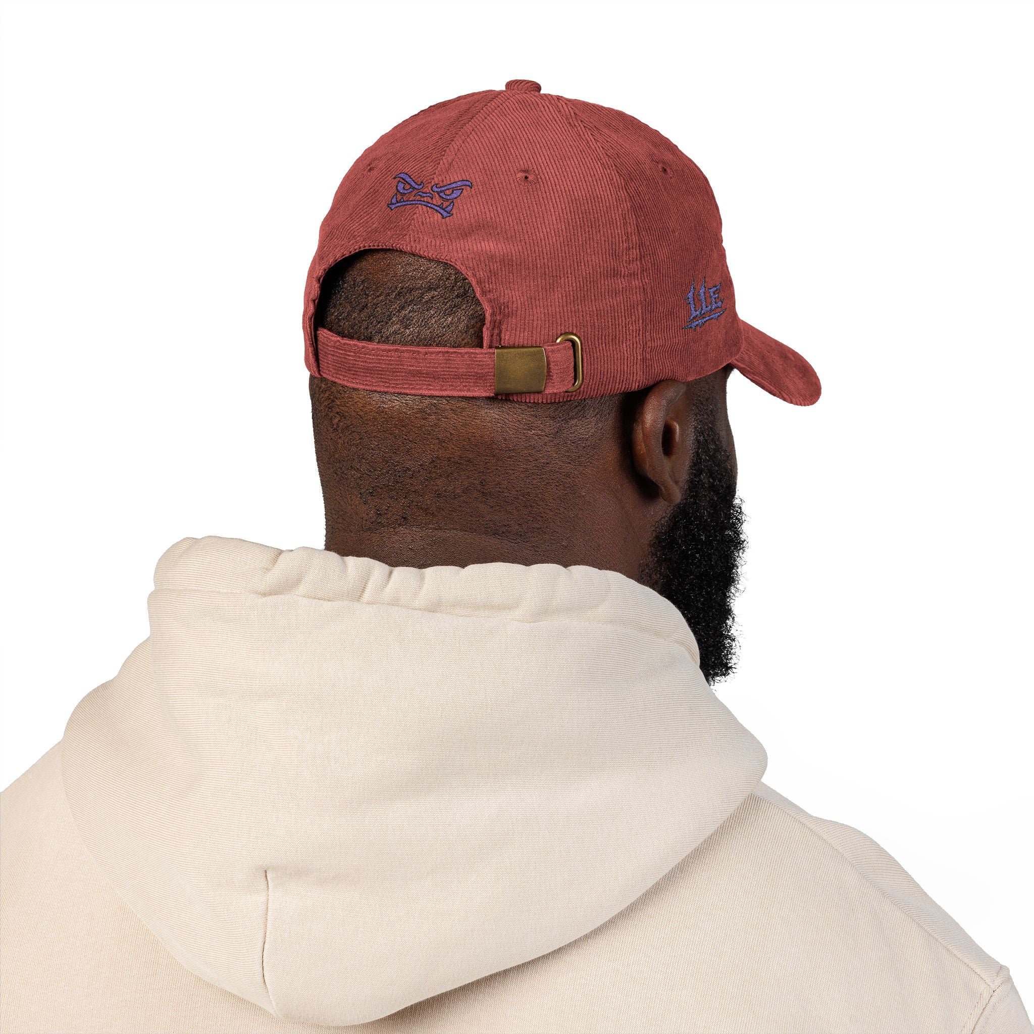Vintage Corduroy Baseball Cap — Embroidered Purple Dino Skull