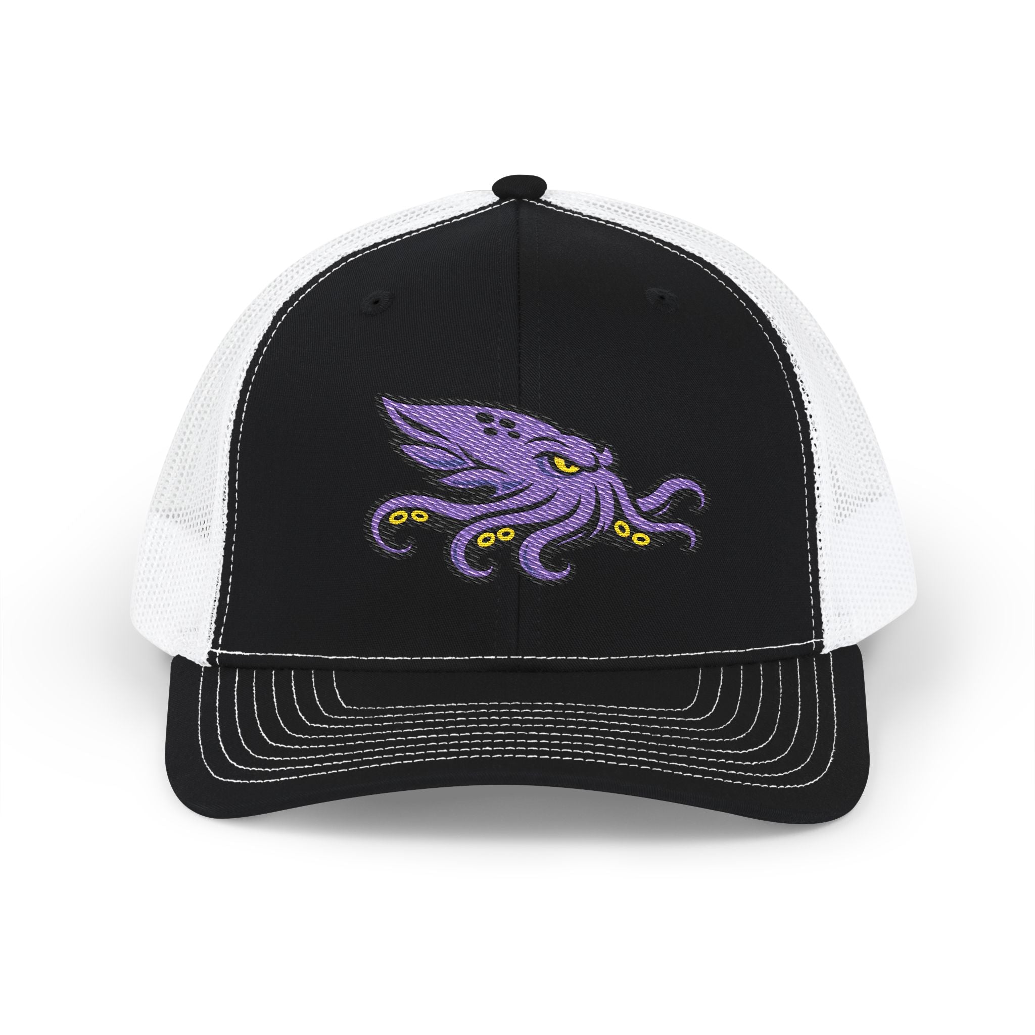 Purple Kraken Embroidered Snapback Trucker Cap | Nautical Sea Creature /Kraken