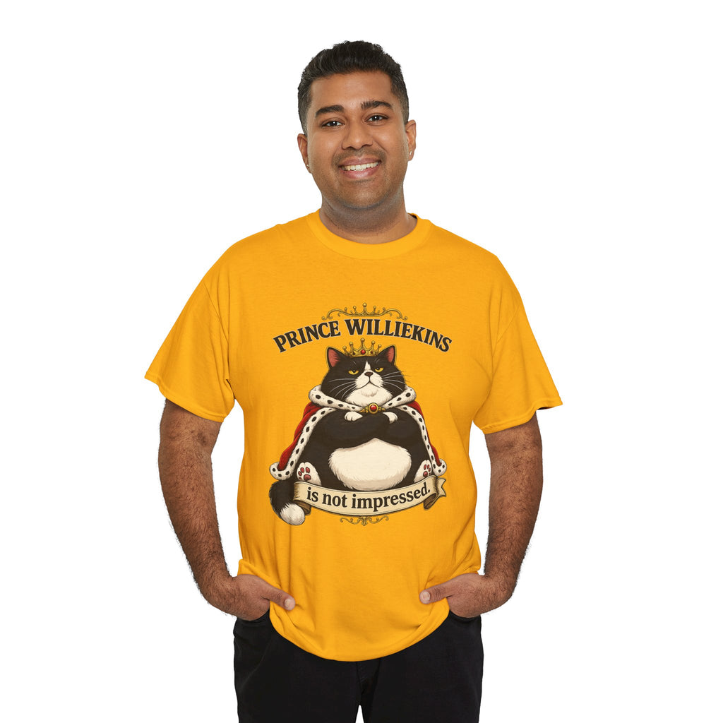 Cat T-Shirt — “Prince Williekins Is Not Impressed” Royal Cat Graphic Tee