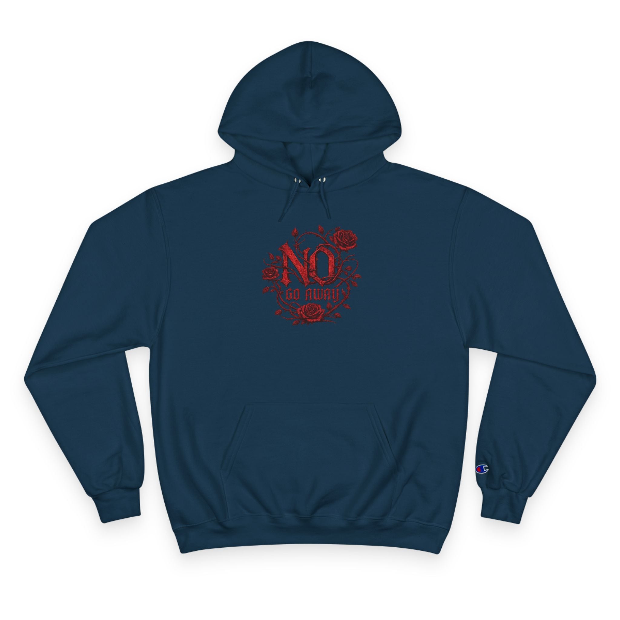 Gothic Go Away Champion Hoodie | Dark Floral Hoodie | Alternative Streetwear | Emo Goth Hoodie