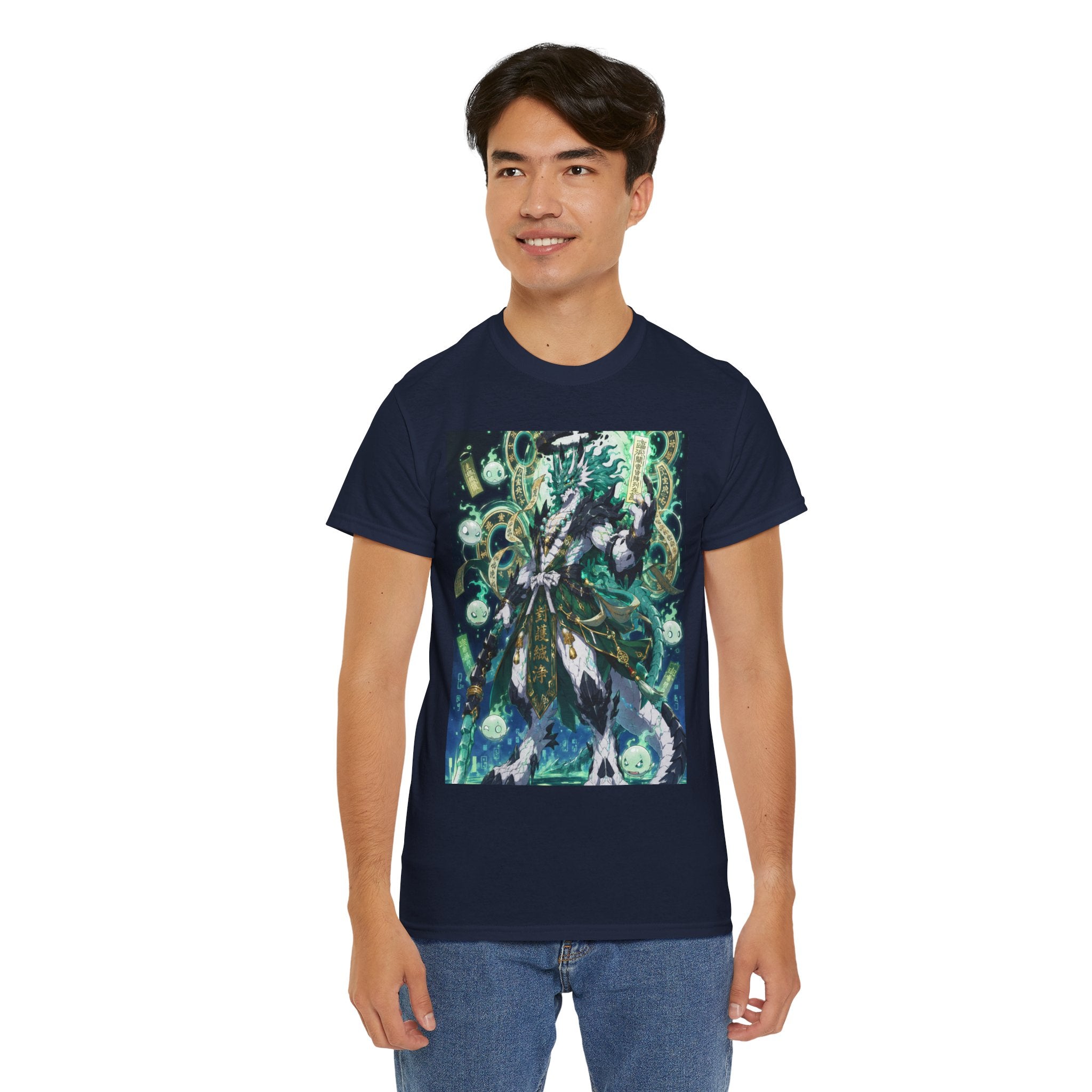 Mystic Forest Sorcerer T-Shirt | Fantasy Mage Illustration, Green Aura