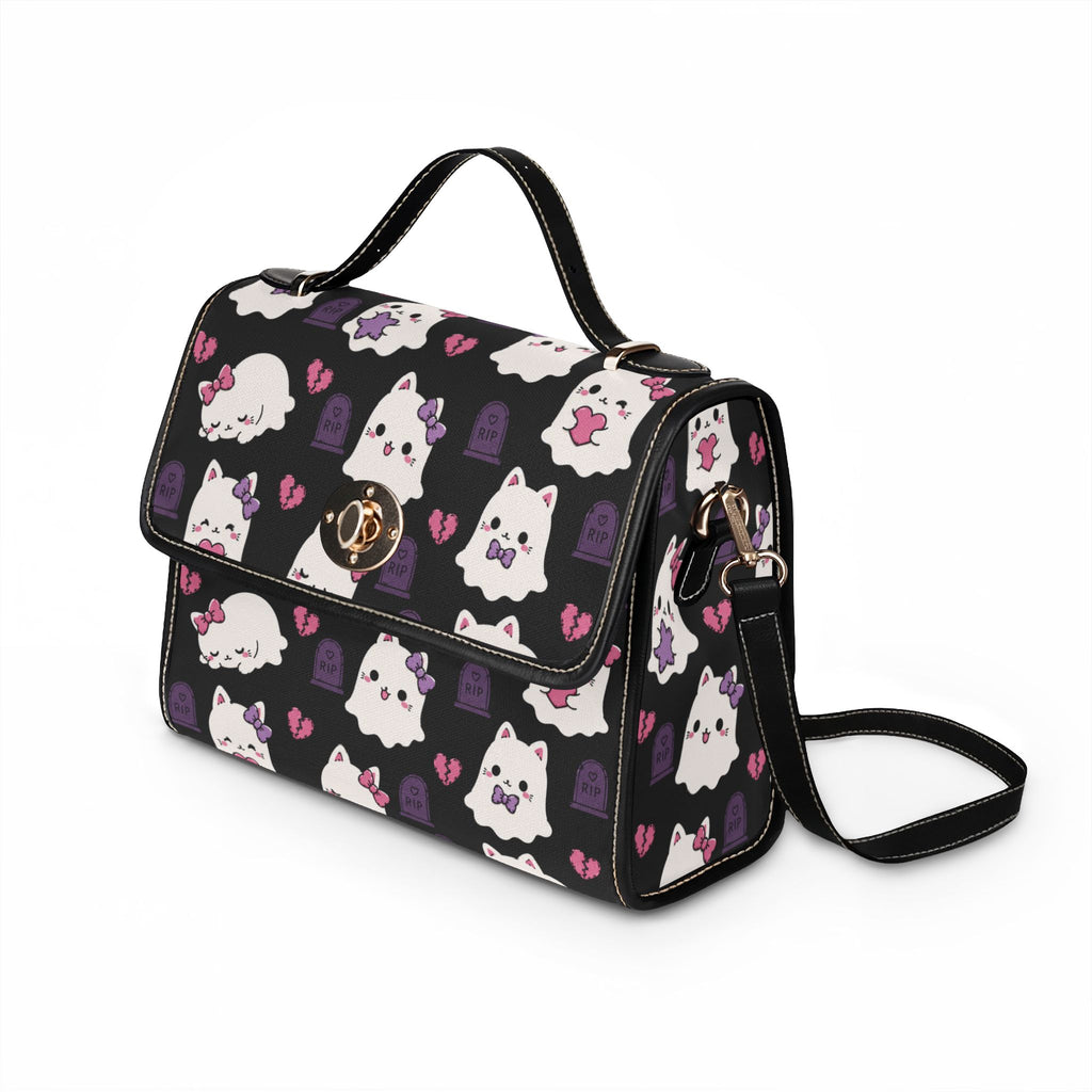 Kawaii Ghost Cats Waterproof Canvas Bag | Halloween Cat Pattern Tote