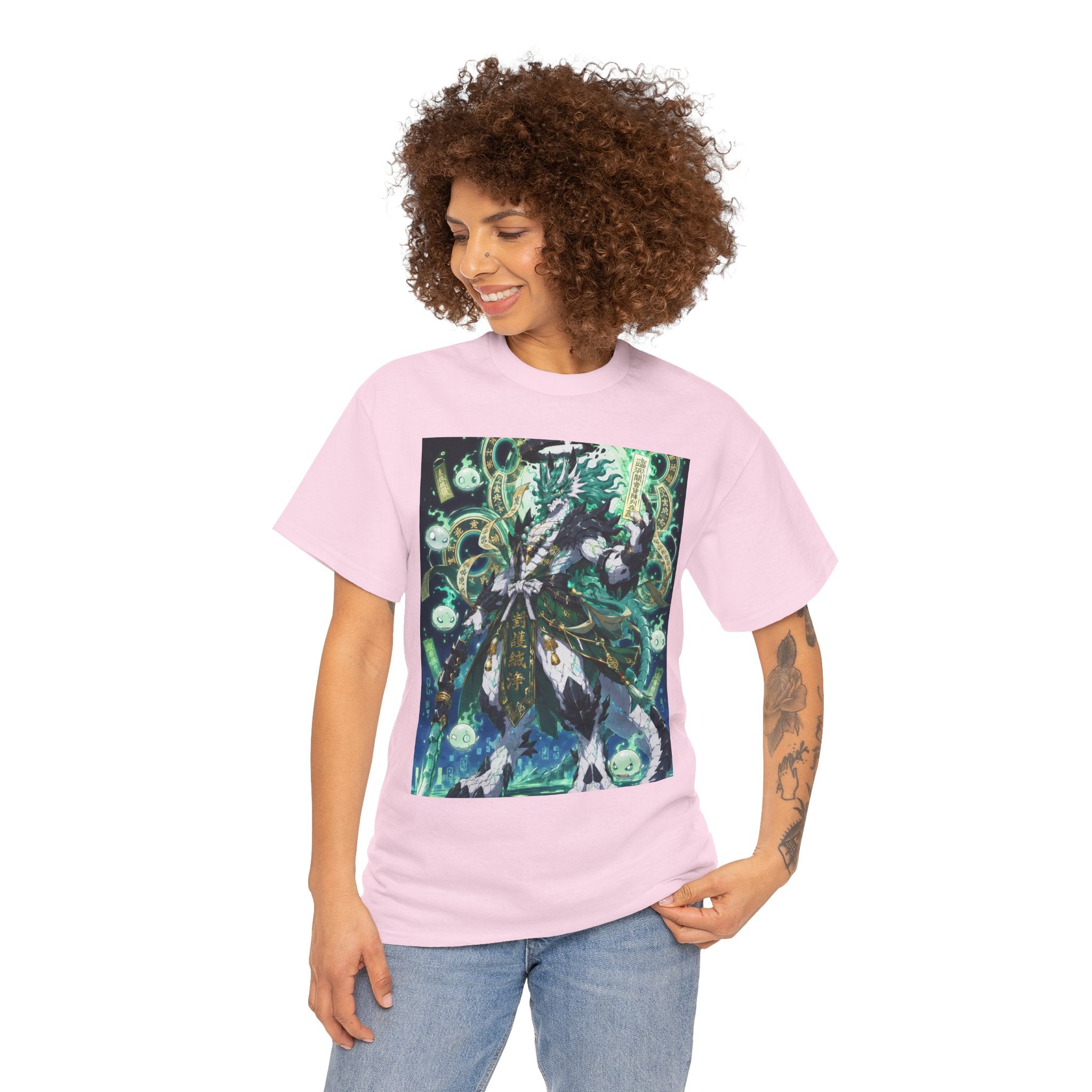 Mystic Forest Sorcerer T-Shirt | Fantasy Mage Illustration, Green Aura