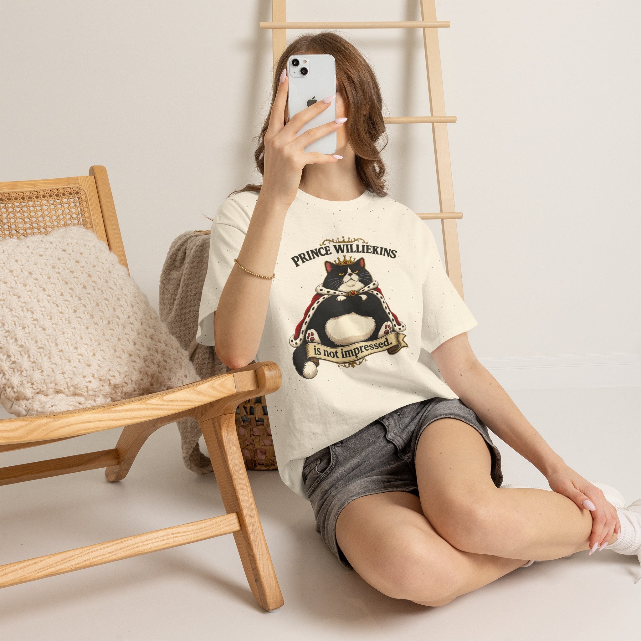 Cat T-Shirt — “Prince Williekins Is Not Impressed” Royal Cat Graphic Tee