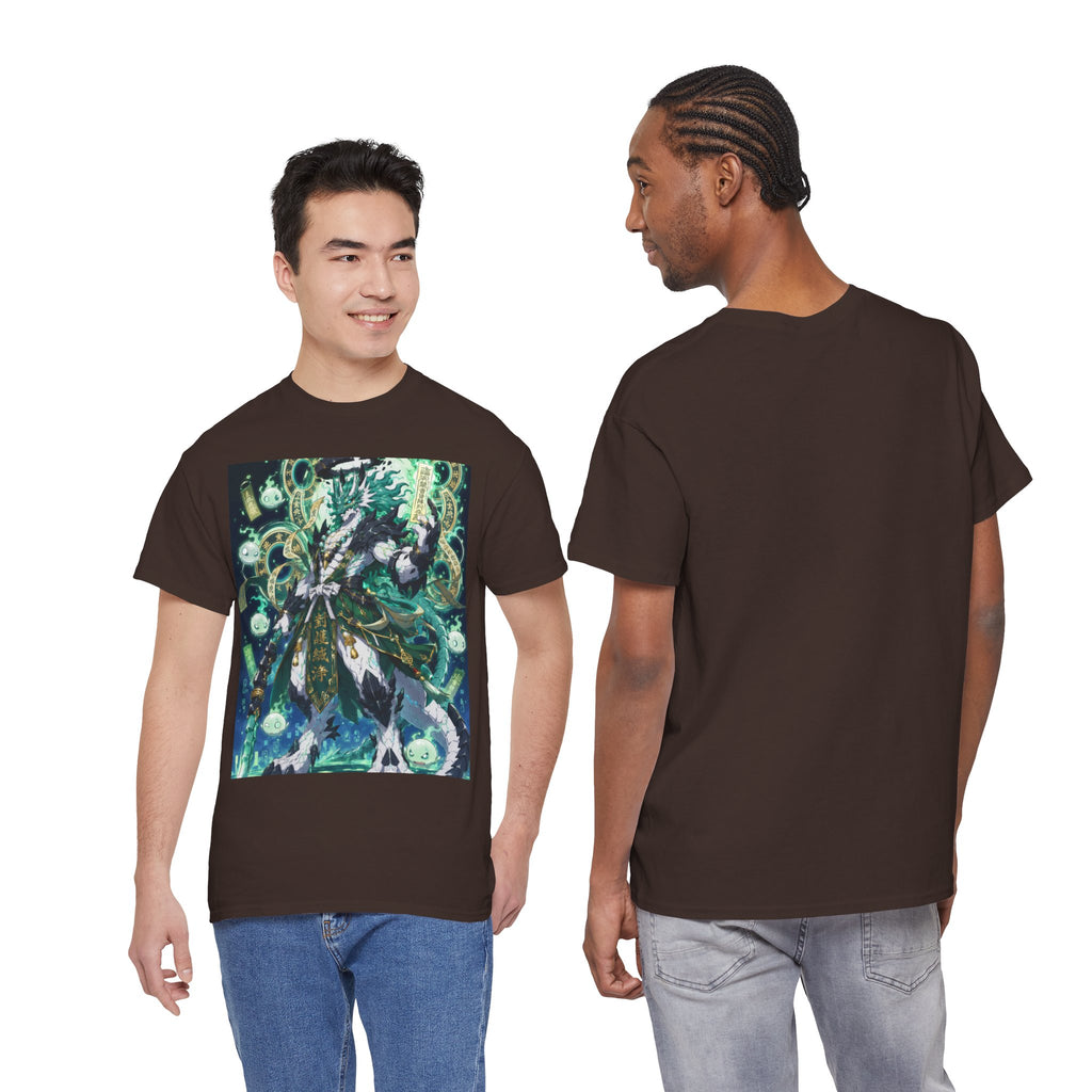 Mystic Forest Sorcerer T-Shirt | Fantasy Mage Illustration, Green Aura