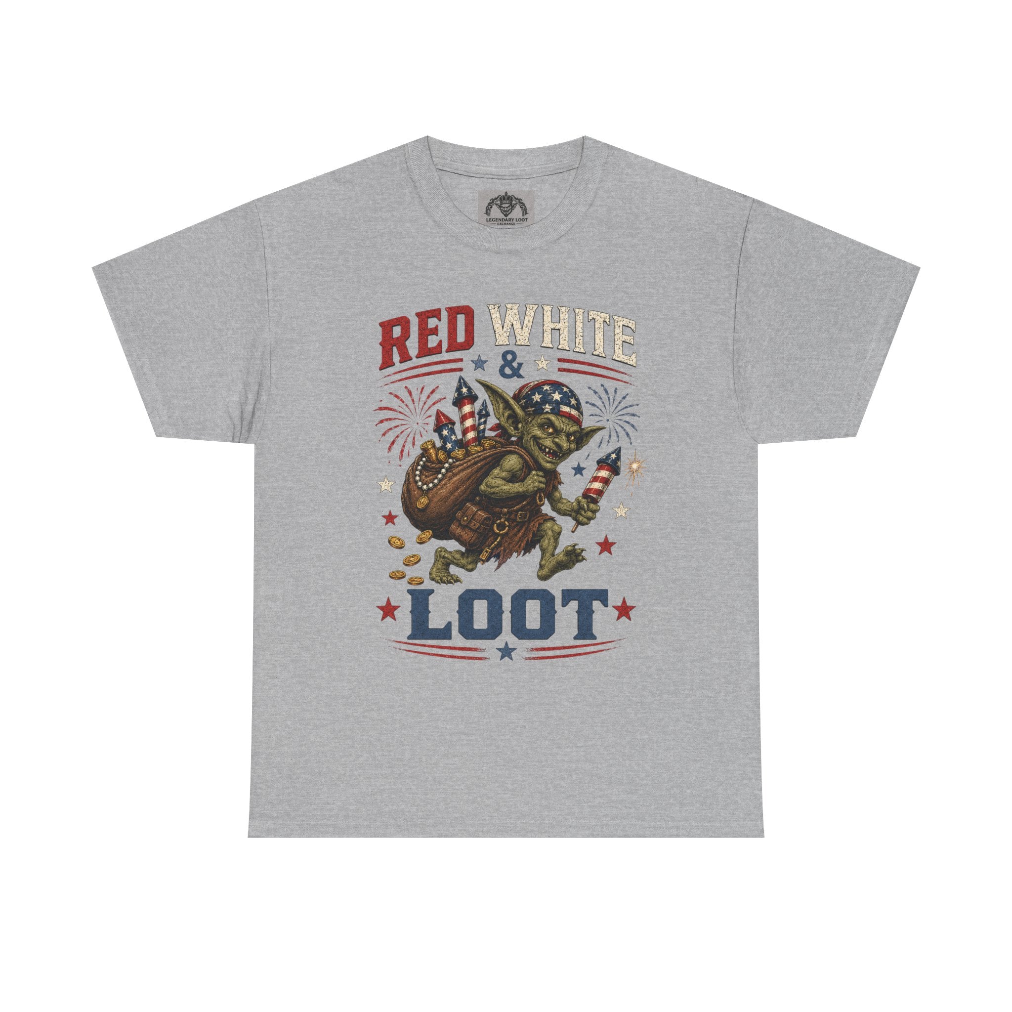 Red White & Loot Goblin Illustration Tee | Patriotic Fourth of July Shirt