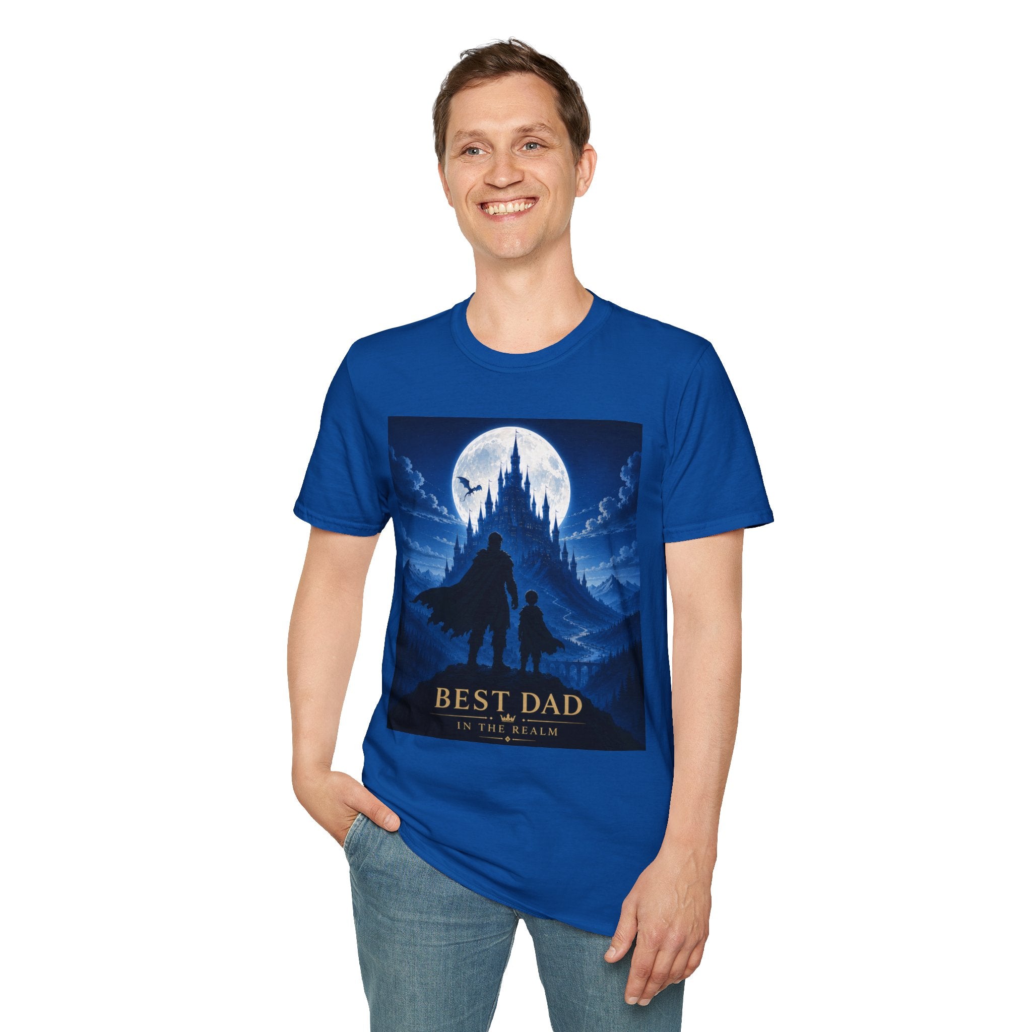 Best Dad Fantasy Castle T-Shirt | Father and Child Silhouette, Moonlit Adventure