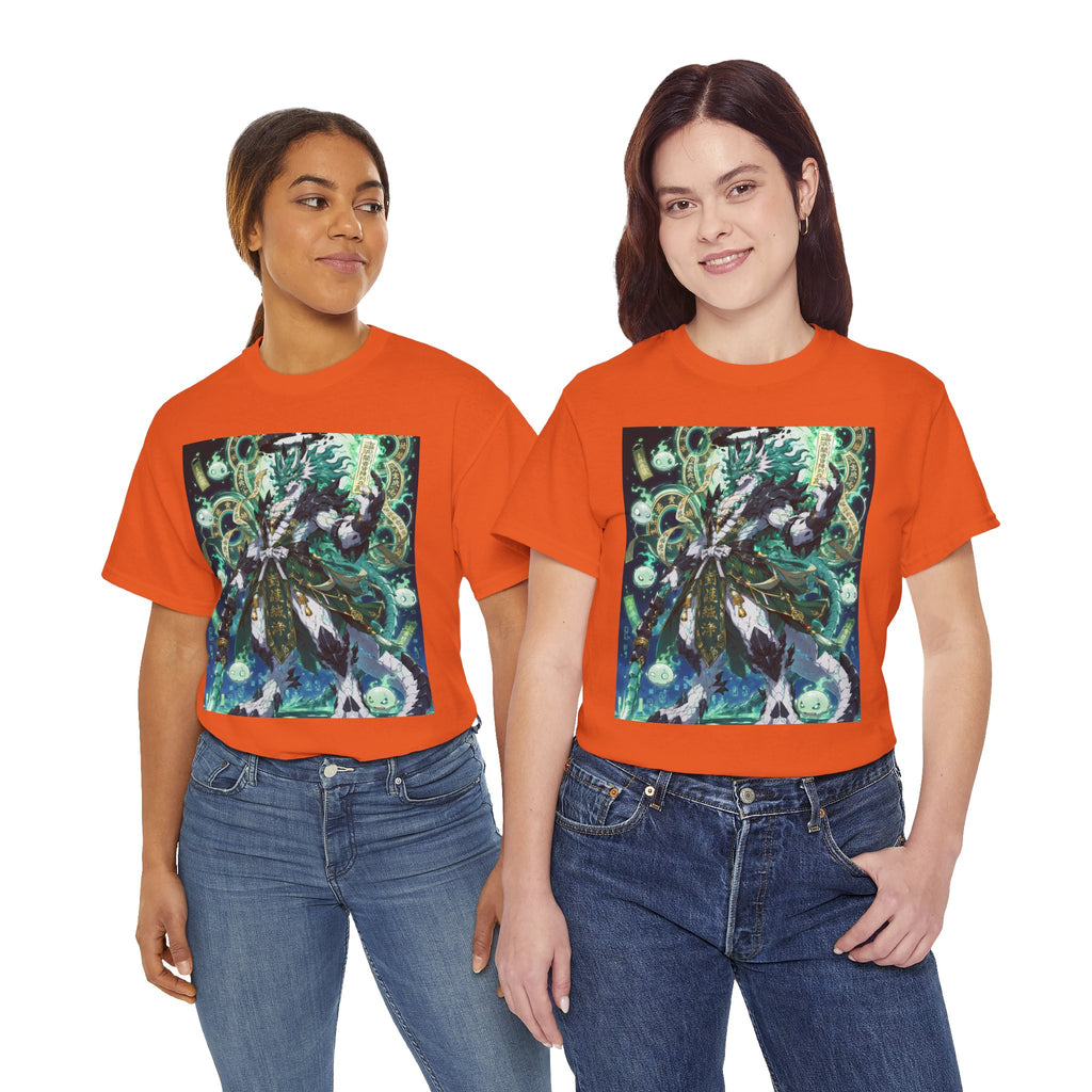 Mystic Forest Sorcerer T-Shirt | Fantasy Mage Illustration, Green Aura