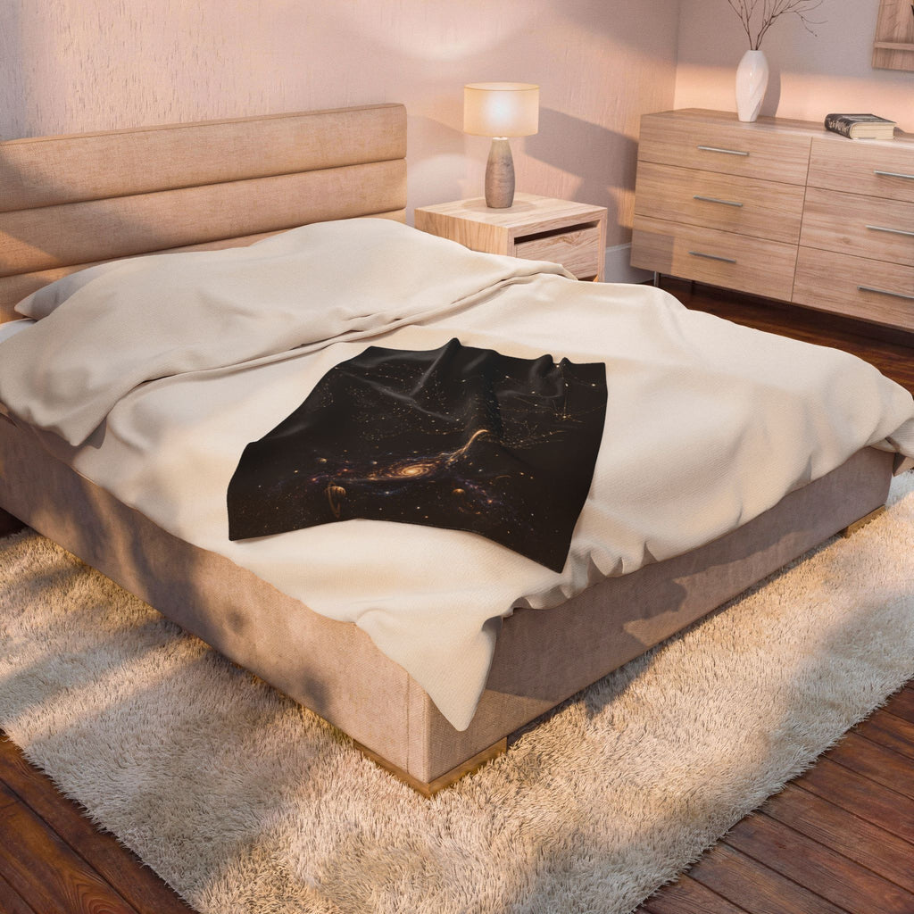 Galaxy Dragon Plush Blanket — Starry Constellation Velveteen Throw