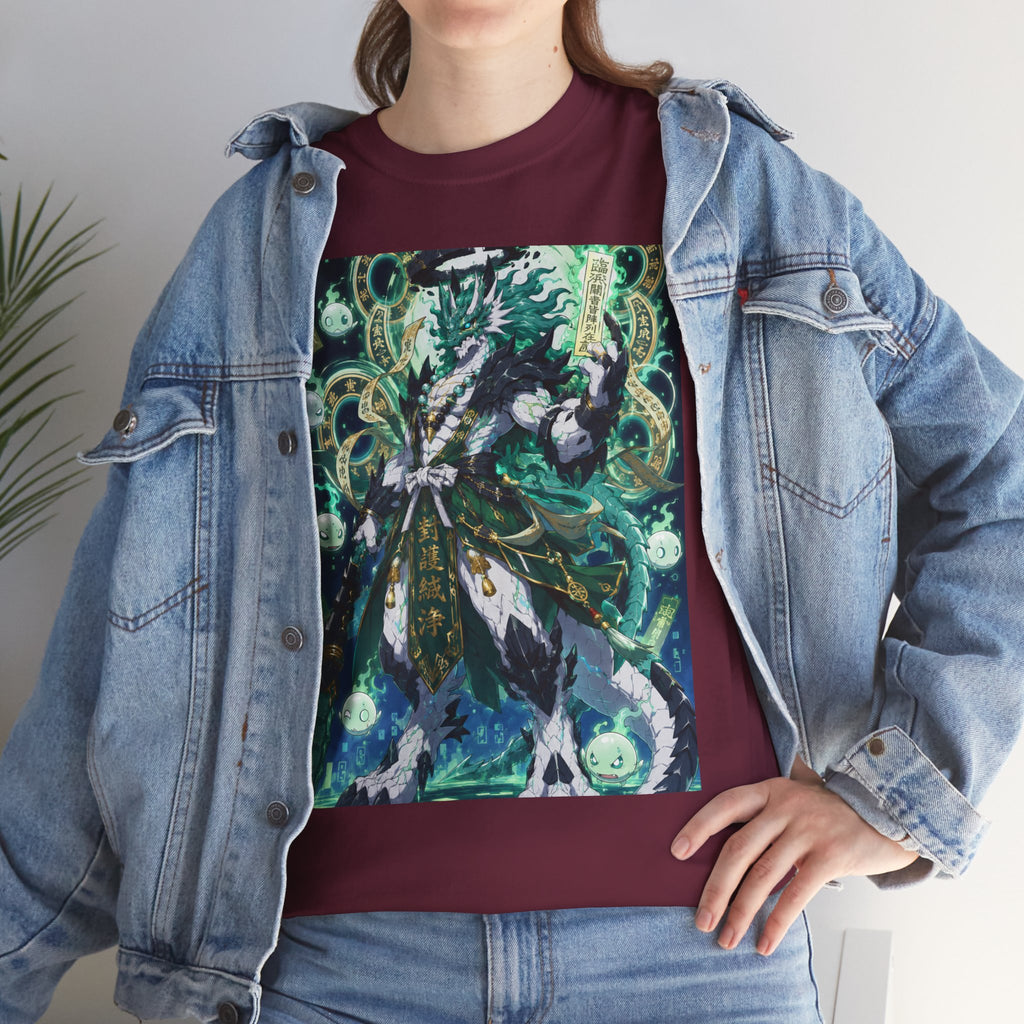 Mystic Forest Sorcerer T-Shirt | Fantasy Mage Illustration, Green Aura
