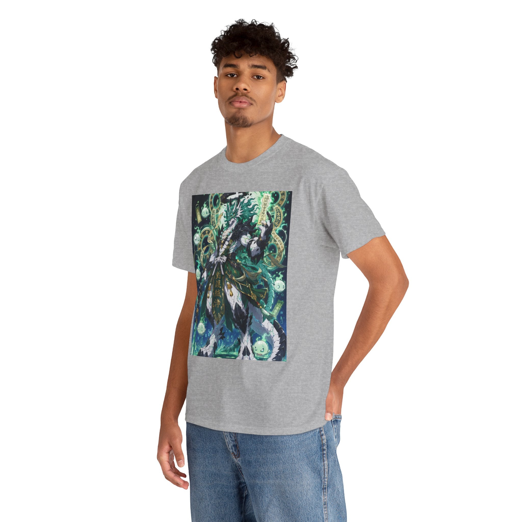 Mystic Forest Sorcerer T-Shirt | Fantasy Mage Illustration, Green Aura