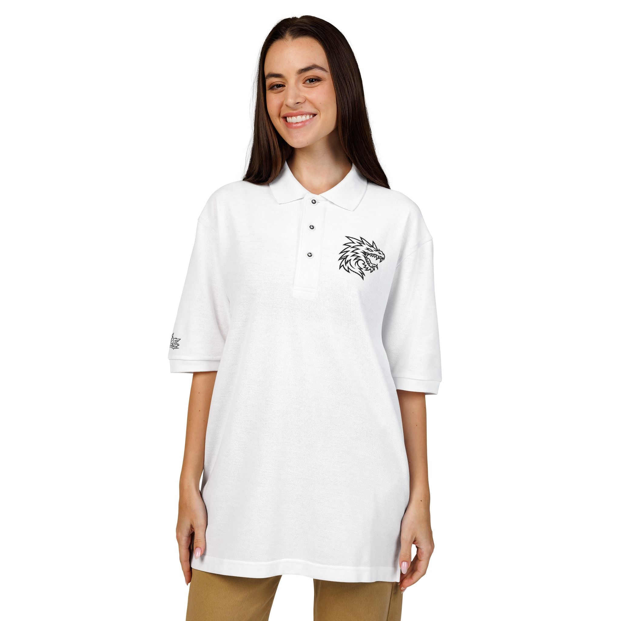Embroidered Dragon Crest Polo Shirt — Men's Casual Golf & Workwear