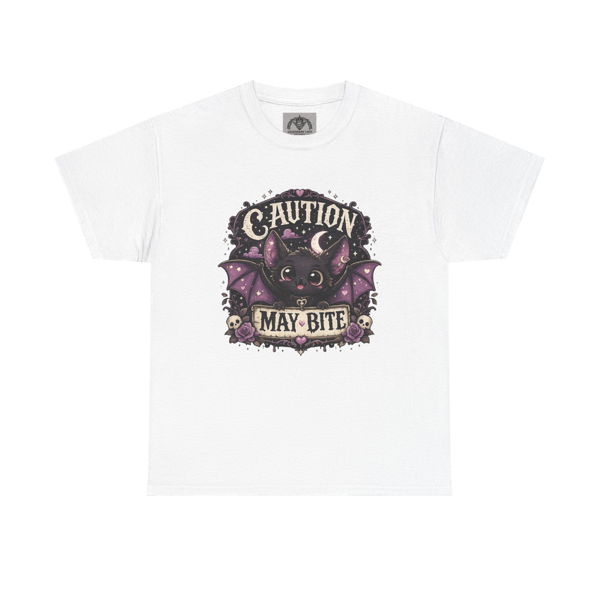 Caution May Bite Bat T-Shirt — Cute Gothic Halloween Tee