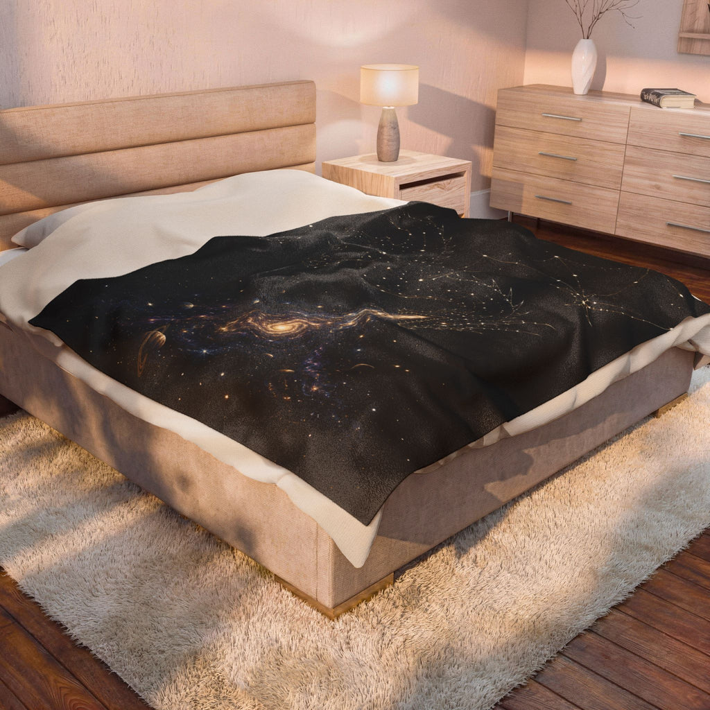Galaxy Dragon Plush Blanket — Starry Constellation Velveteen Throw