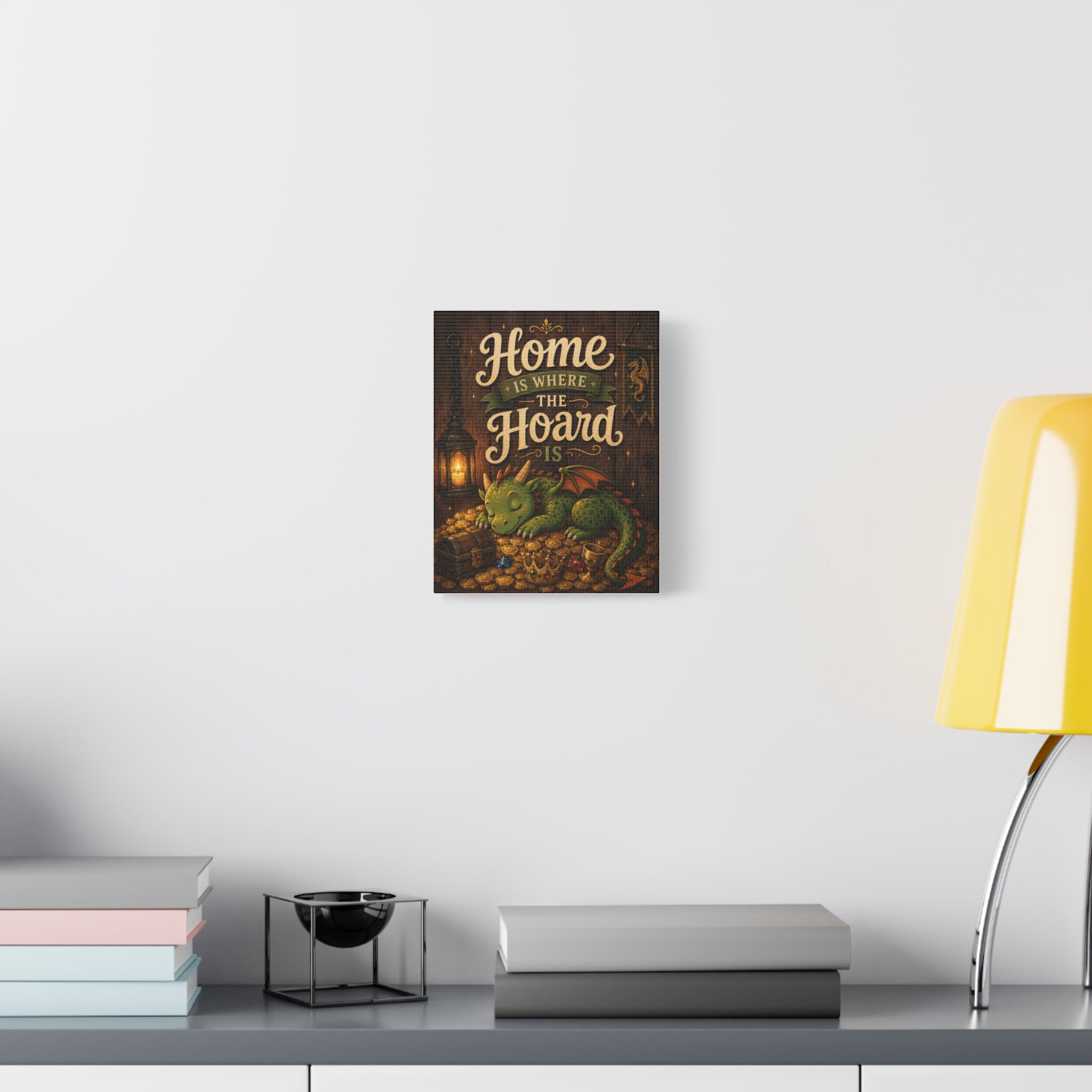 Home Is Where The Hoard Is Dragon Canvas | Matte Stretched Wall Art