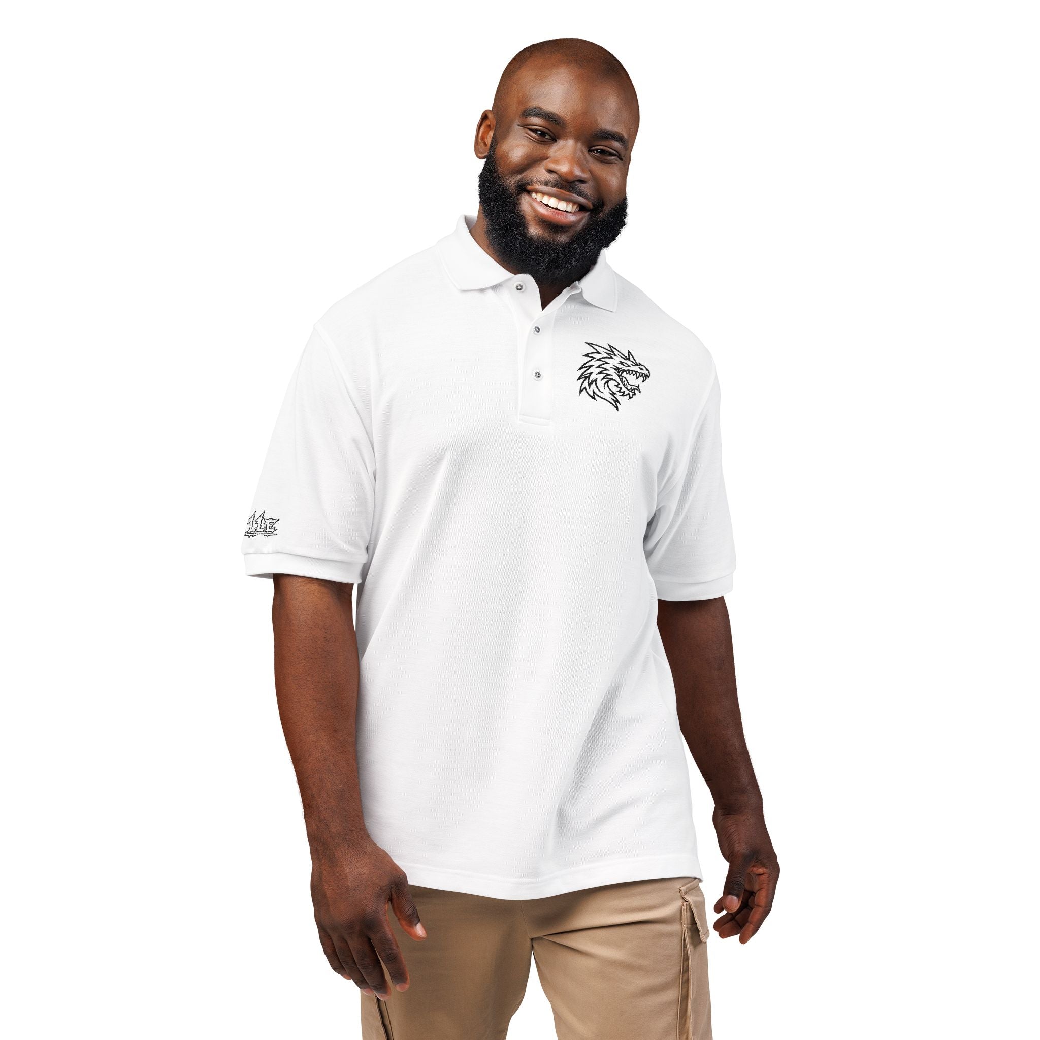 Embroidered Dragon Crest Polo Shirt — Men's Casual Golf & Workwear