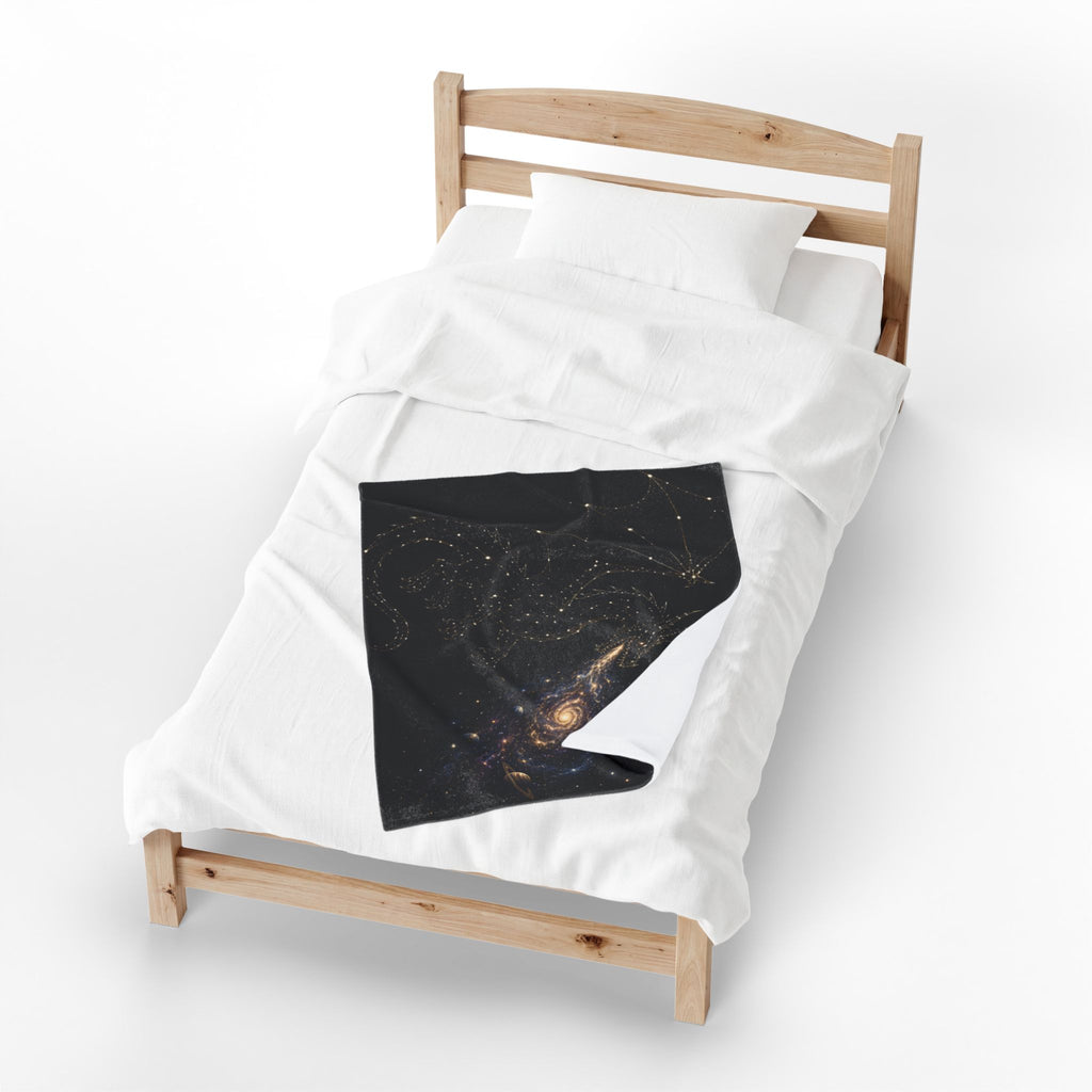 Galaxy Dragon Plush Blanket — Starry Constellation Velveteen Throw